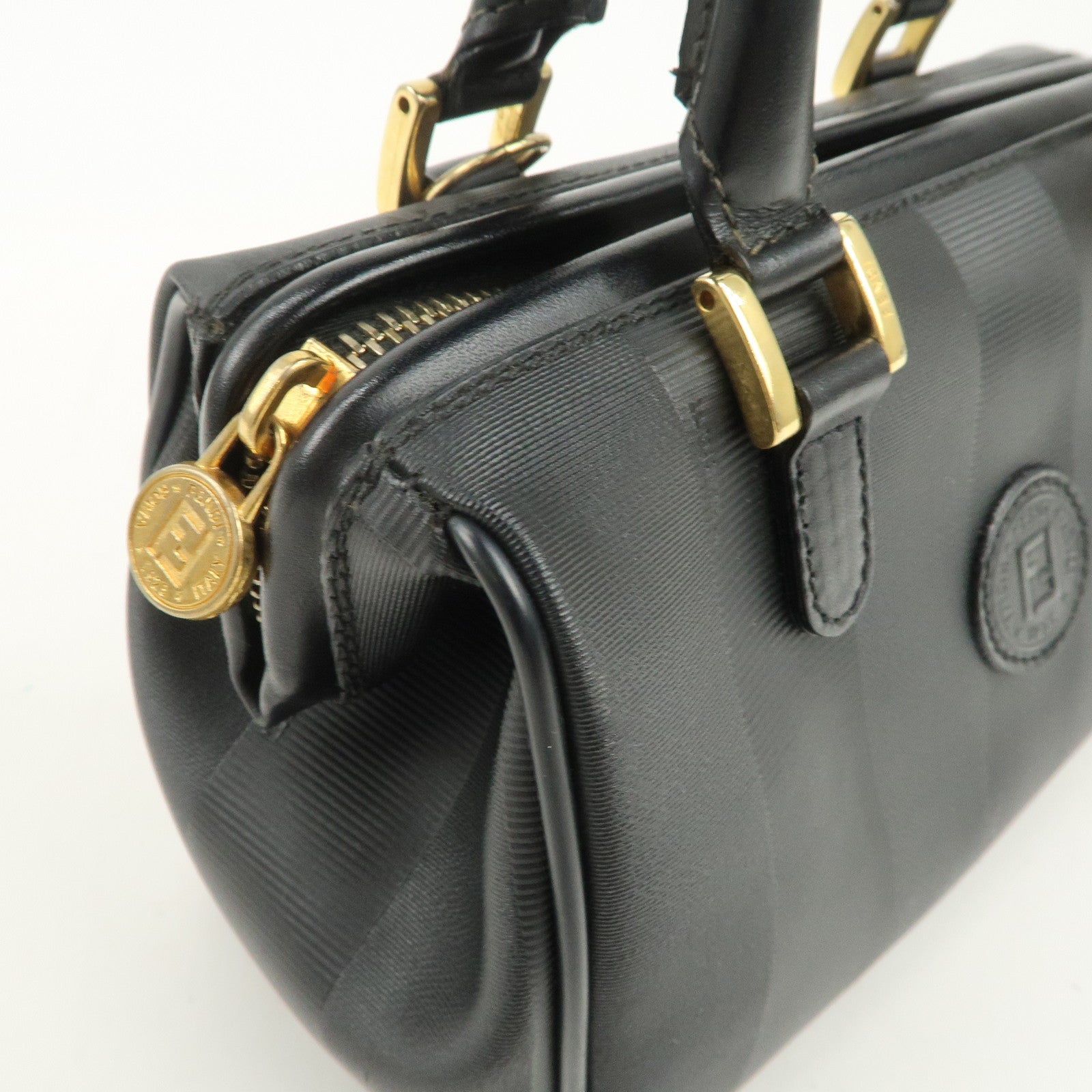 FENDI Pequin PVC Canvas Leather 2Way Boston Bag 259022