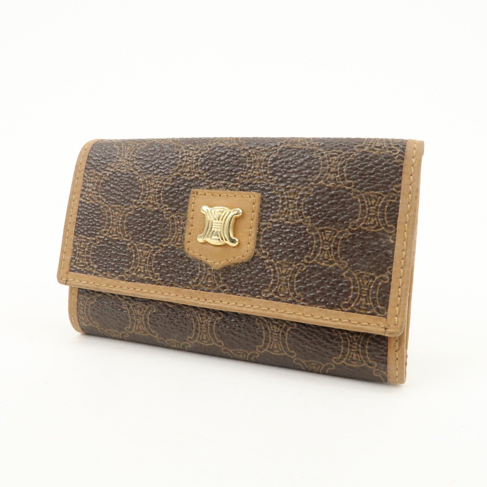 CELINE Macadam Set of 2 Sunglasses Case Key Case Brown