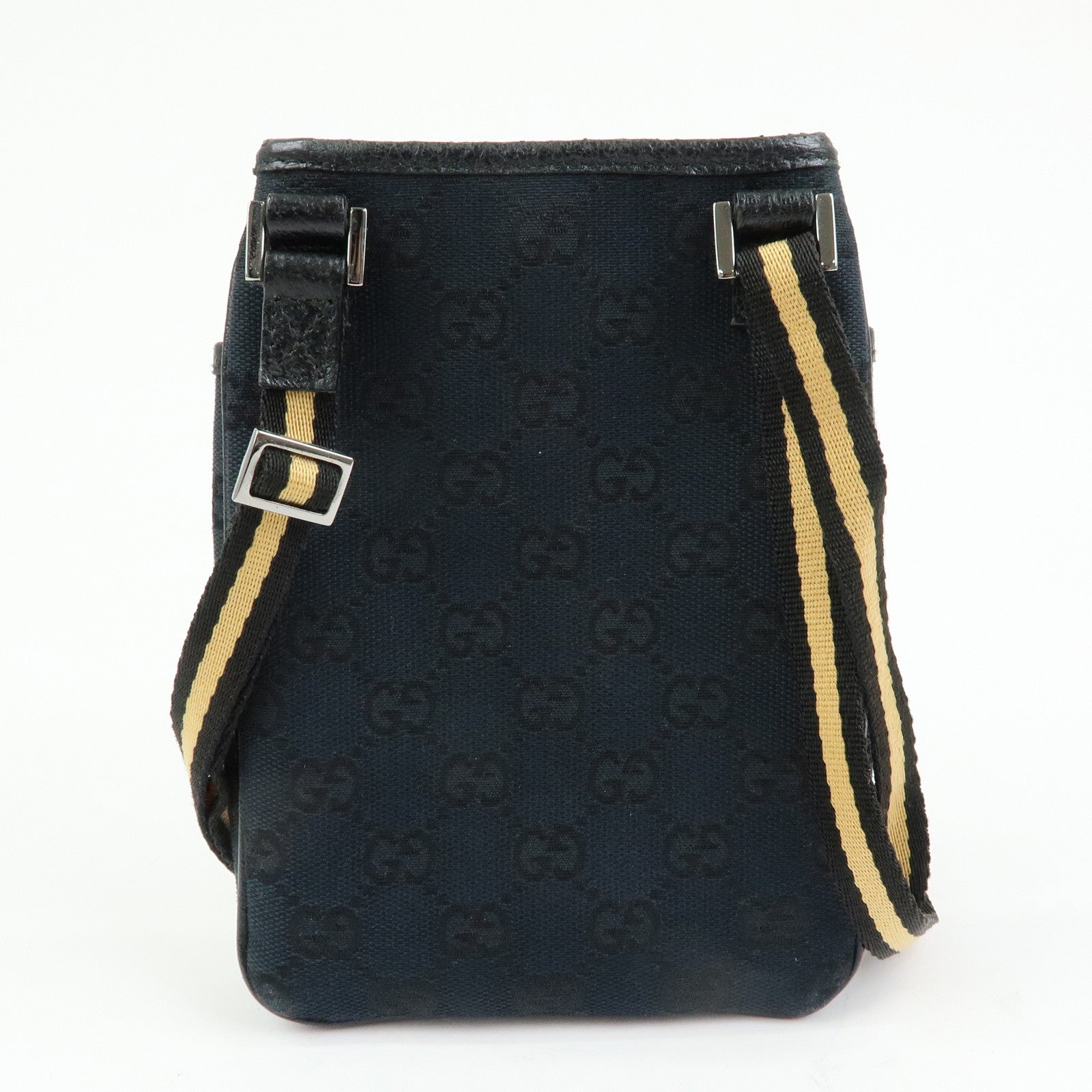 GUCCI Sherry GG Canvas Leather Small Shoulder Bag Black 141863