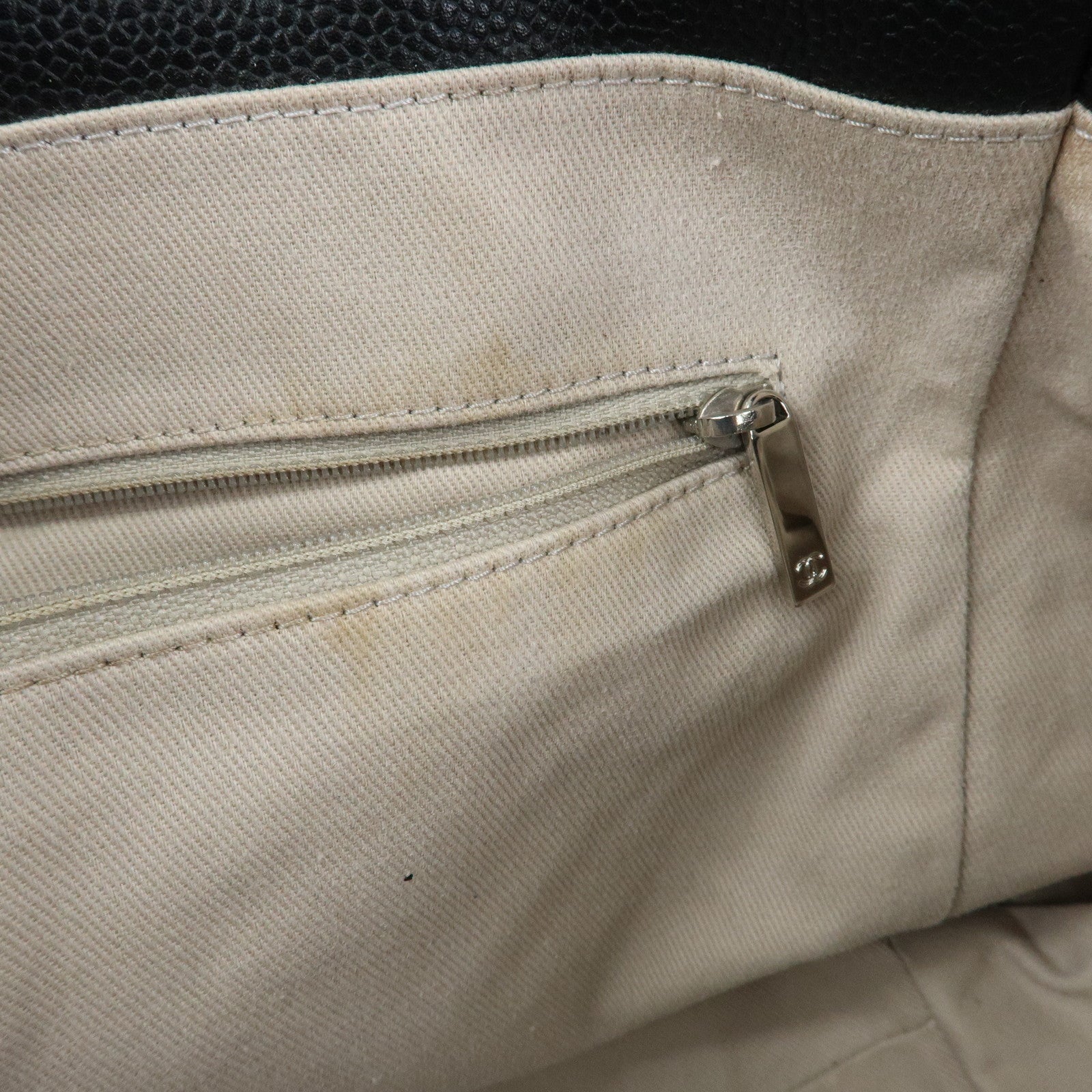 CHANEL Deauville GM Caviarskin Leather 2Way Tote Bag Black A66941