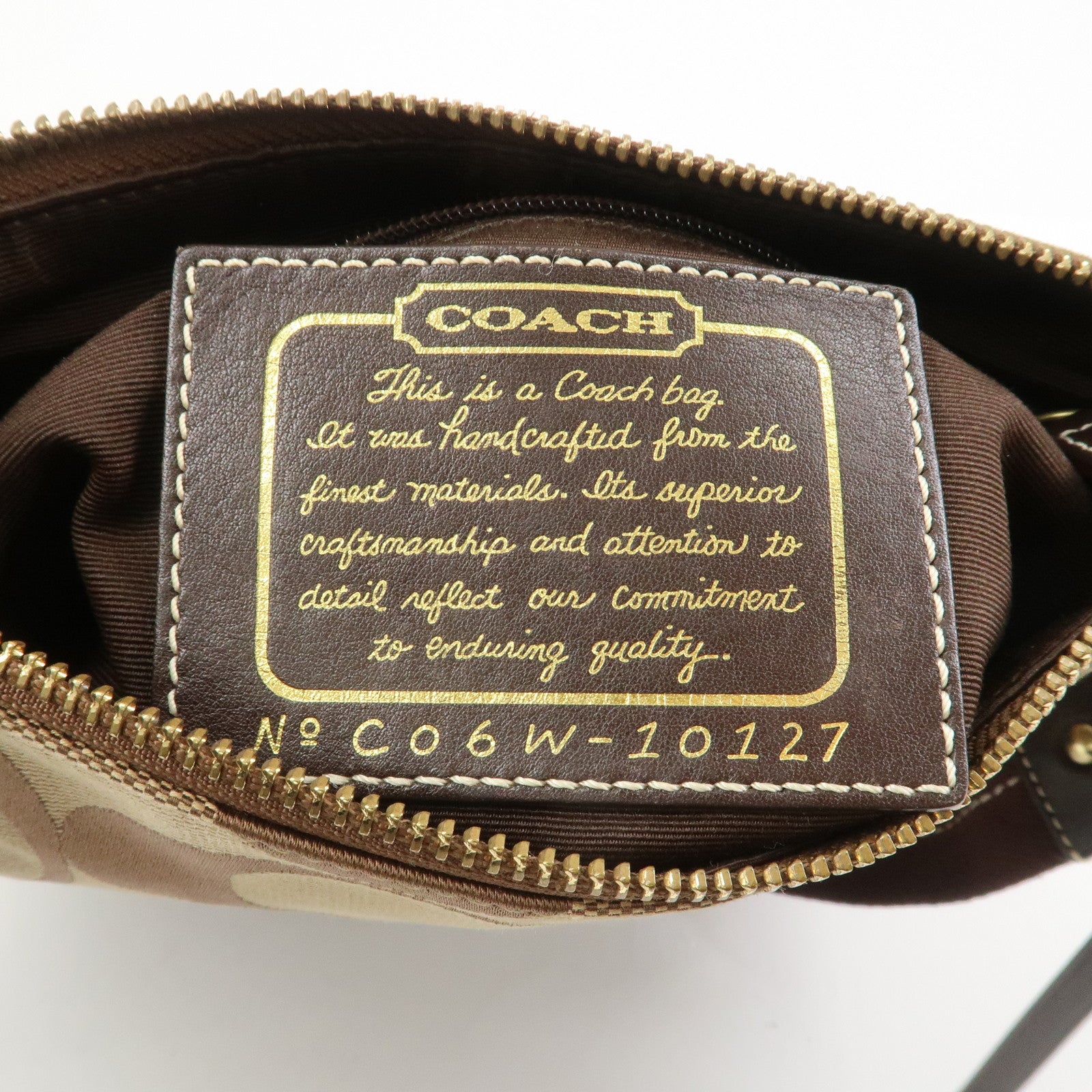 COACH Signature Canvas Leather Shoulder Crossbody Bag Beige Brown