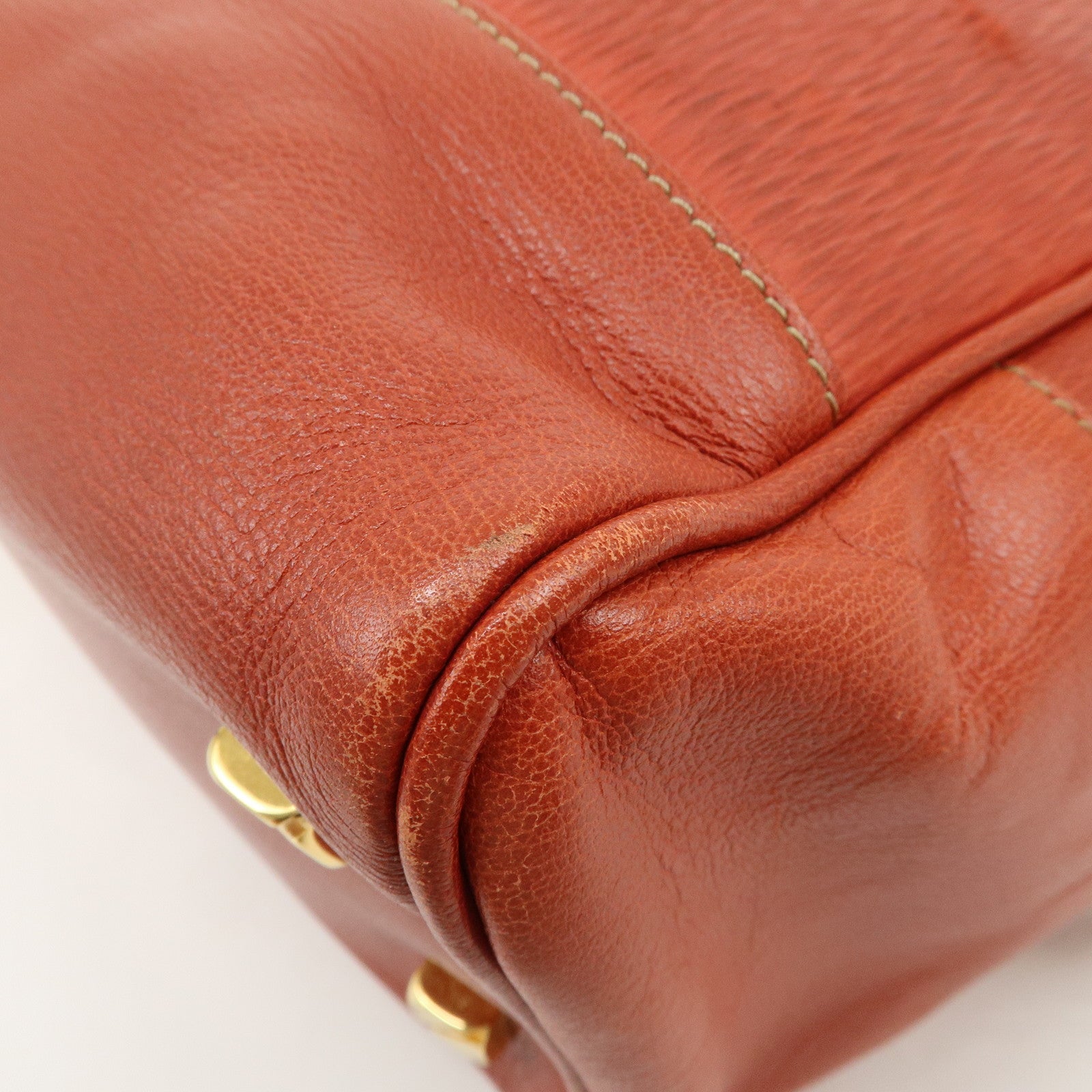 LOEWE Velazquez Leather Hand Bag Boston Bag Orange