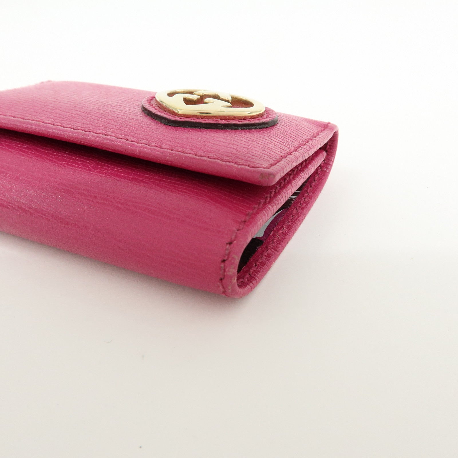 GUCCI Lovely Heart Interlocking G Leather 6 Ring Key Case 257217