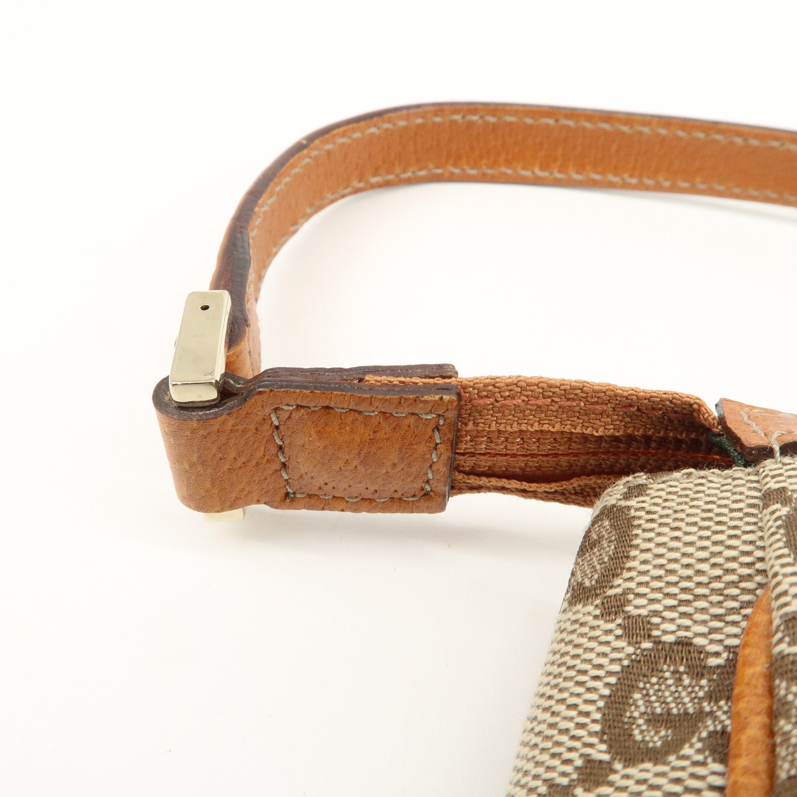 GUCCI Abbey GG Canvas Leather Hand Bag Pouch Beige Brown 145750