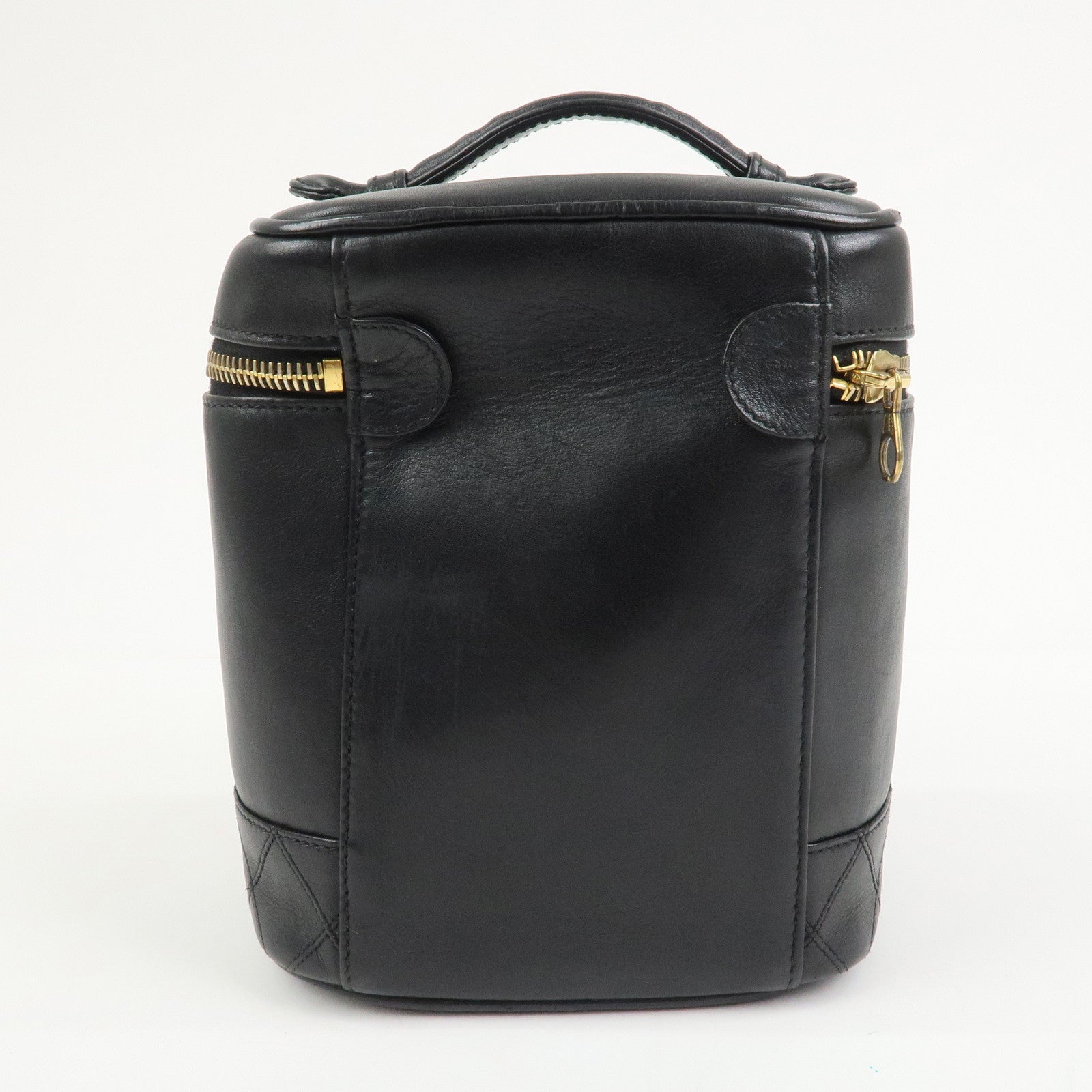 CHANEL Bicolore Lambskin Vanity Bag Hand Bag Black A01619