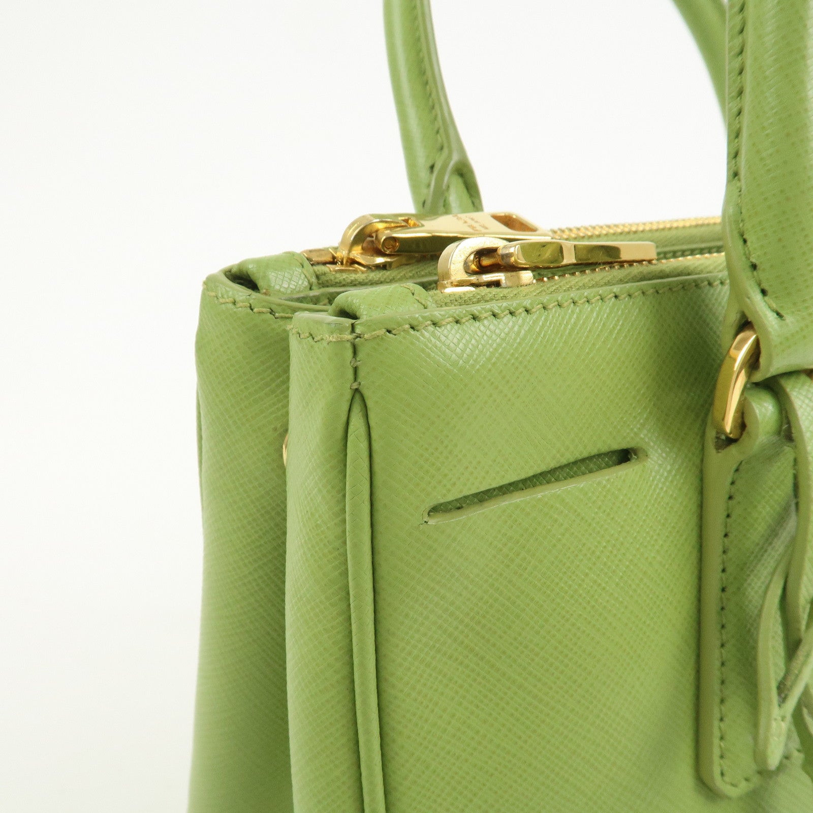 PRADA Galleria 2WAY Bag Hand Bag Shoulder Bag Light Green BN2316
