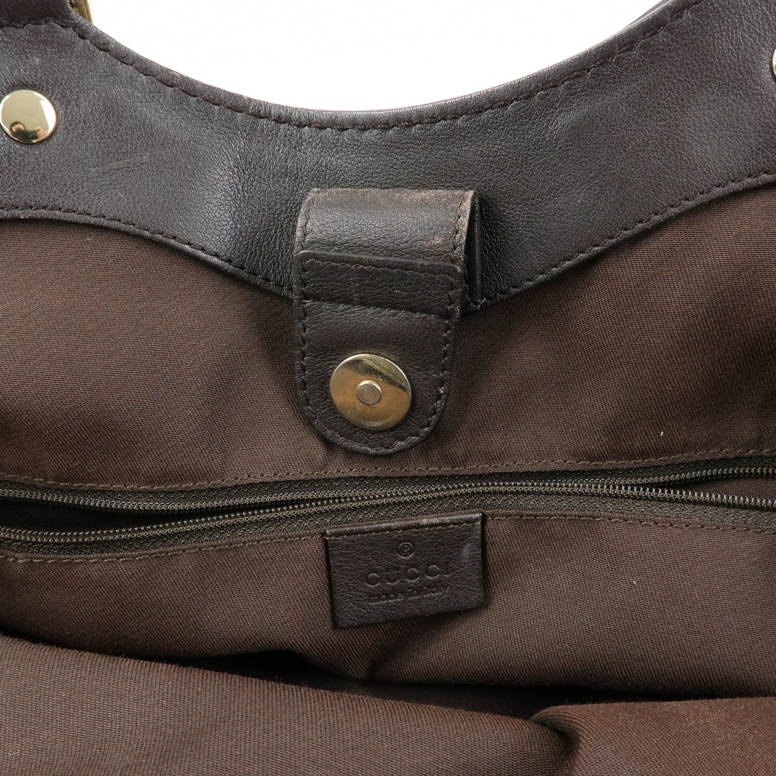 GUCCI GG Canvas Leather Tote Bag Hand Bag Dark Brown Beige 211944