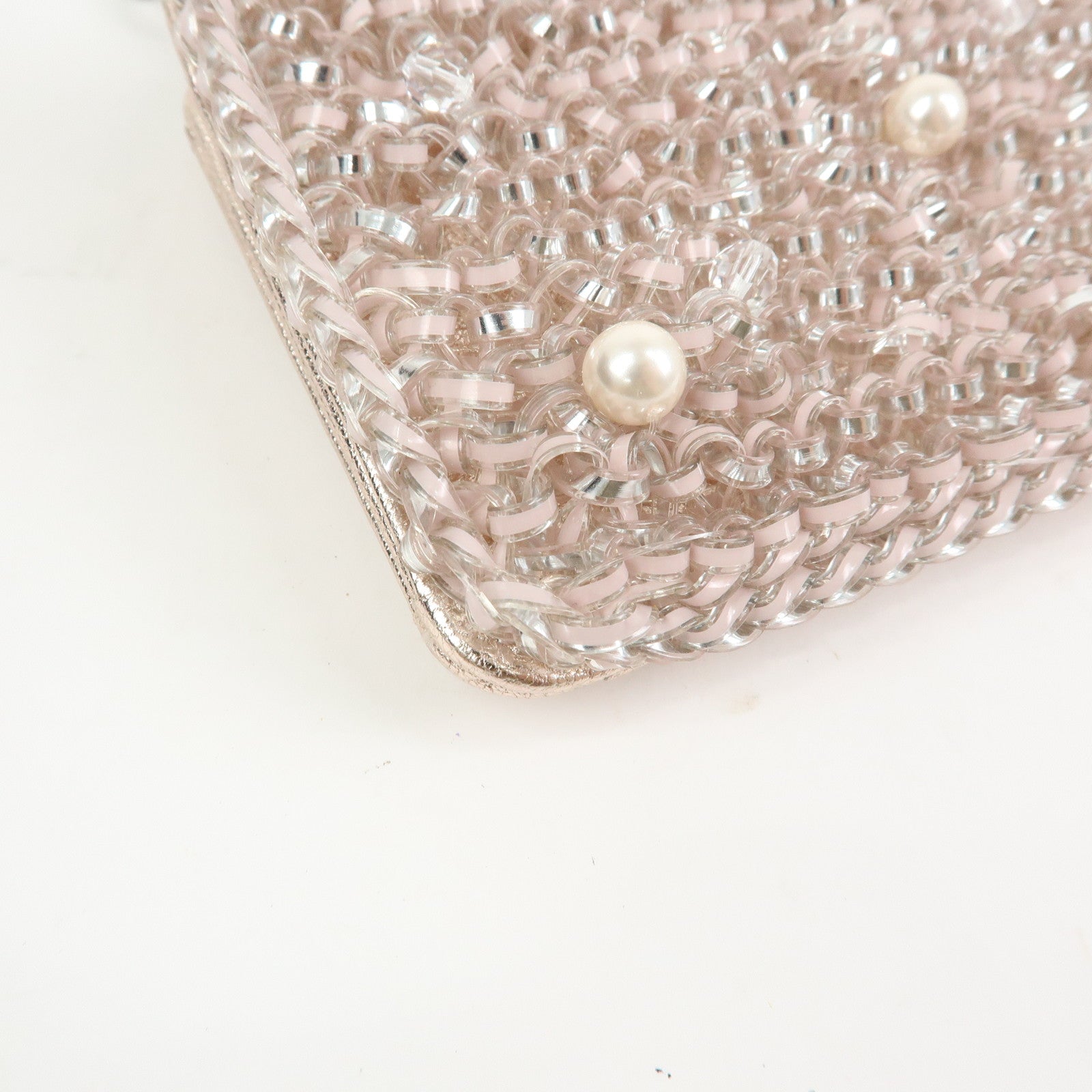 ANTEPRIMA Miss Clio PearlⅡPVC Wire Compact Wallet Metallic Pink
