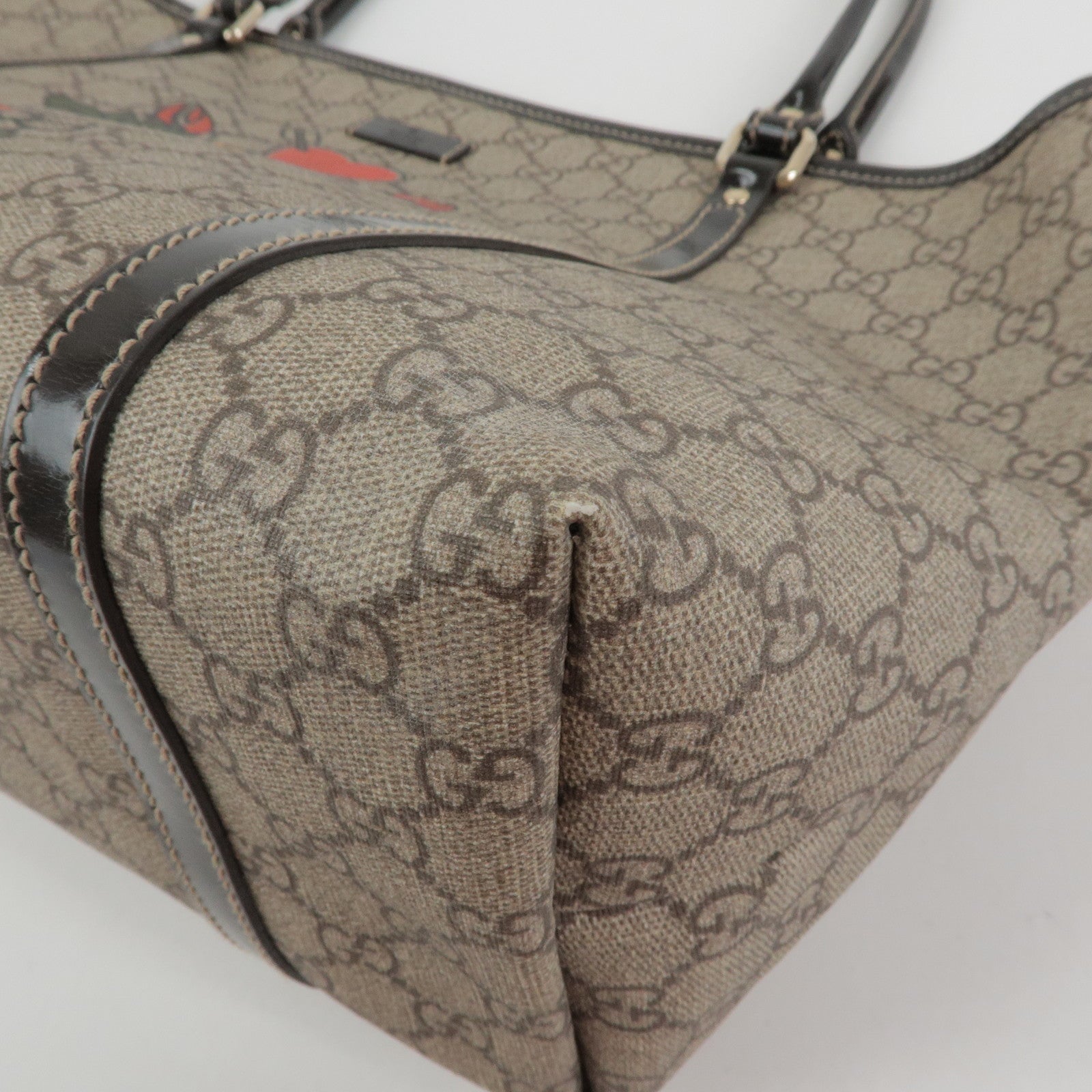 GUCCI GG Supreme Patent Leather Tote Bag Shoulder Bag 197953