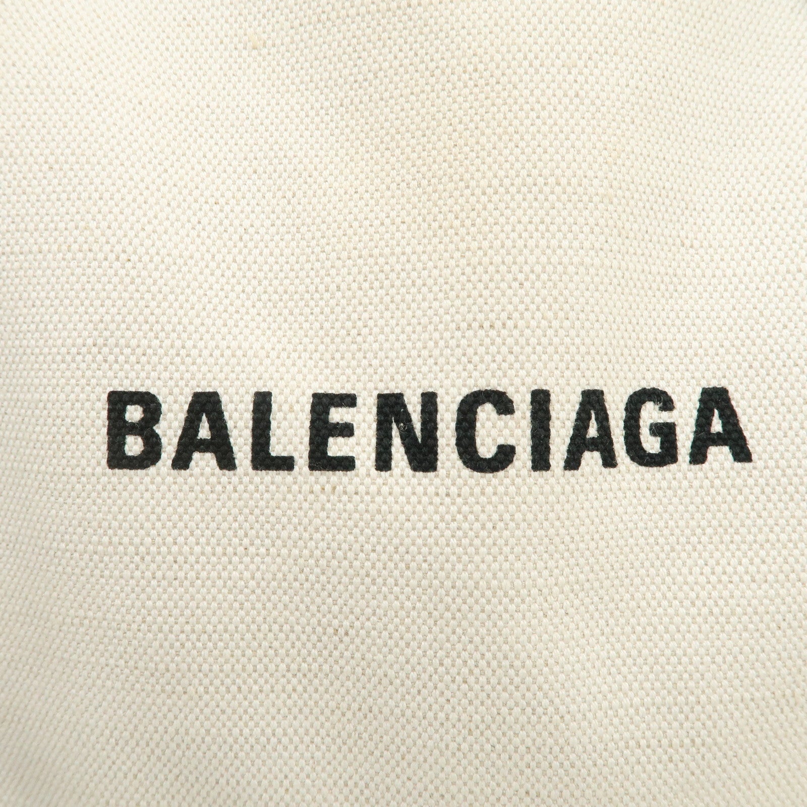 BALENCIAGA Navy Cabas S Cotton Calf Skin Tote Bag Hand Bag 339933