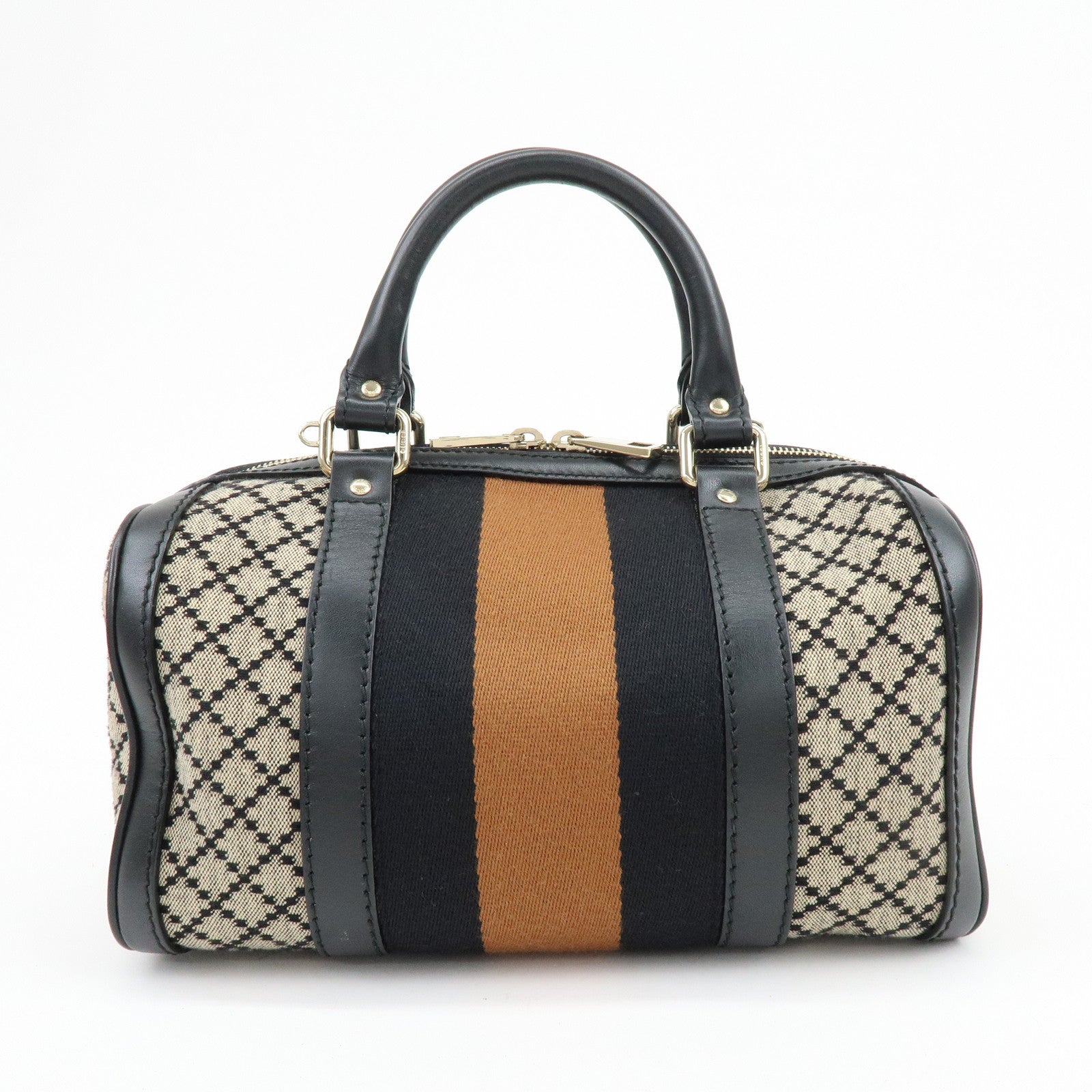 GUCCI Diamante Sherry Canvas Leather 2Way Boston Bag Beige 269876