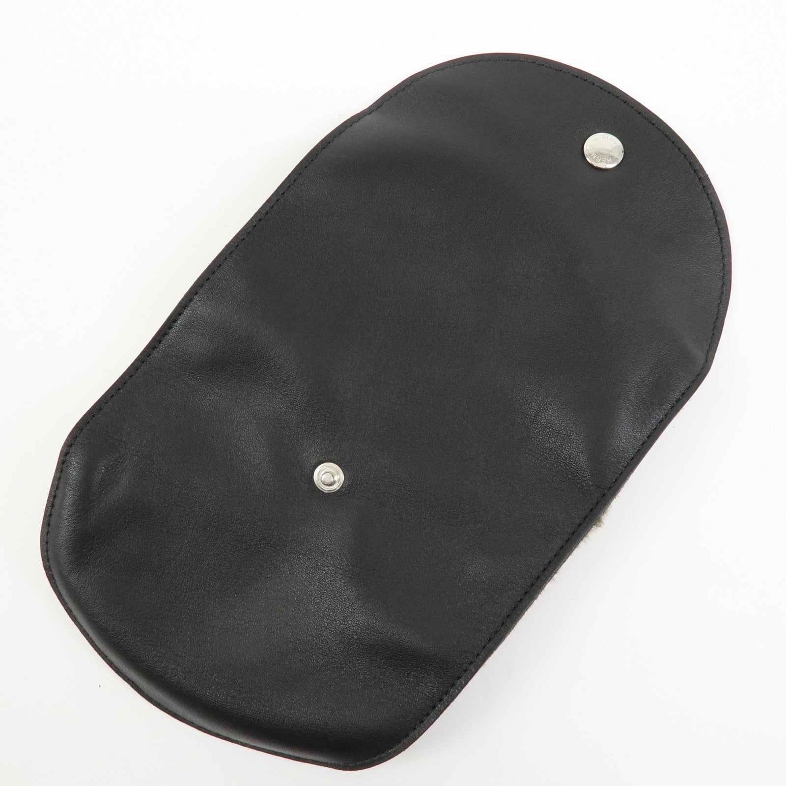 HERMES Leather Fur Shoes Polishing Glove Black