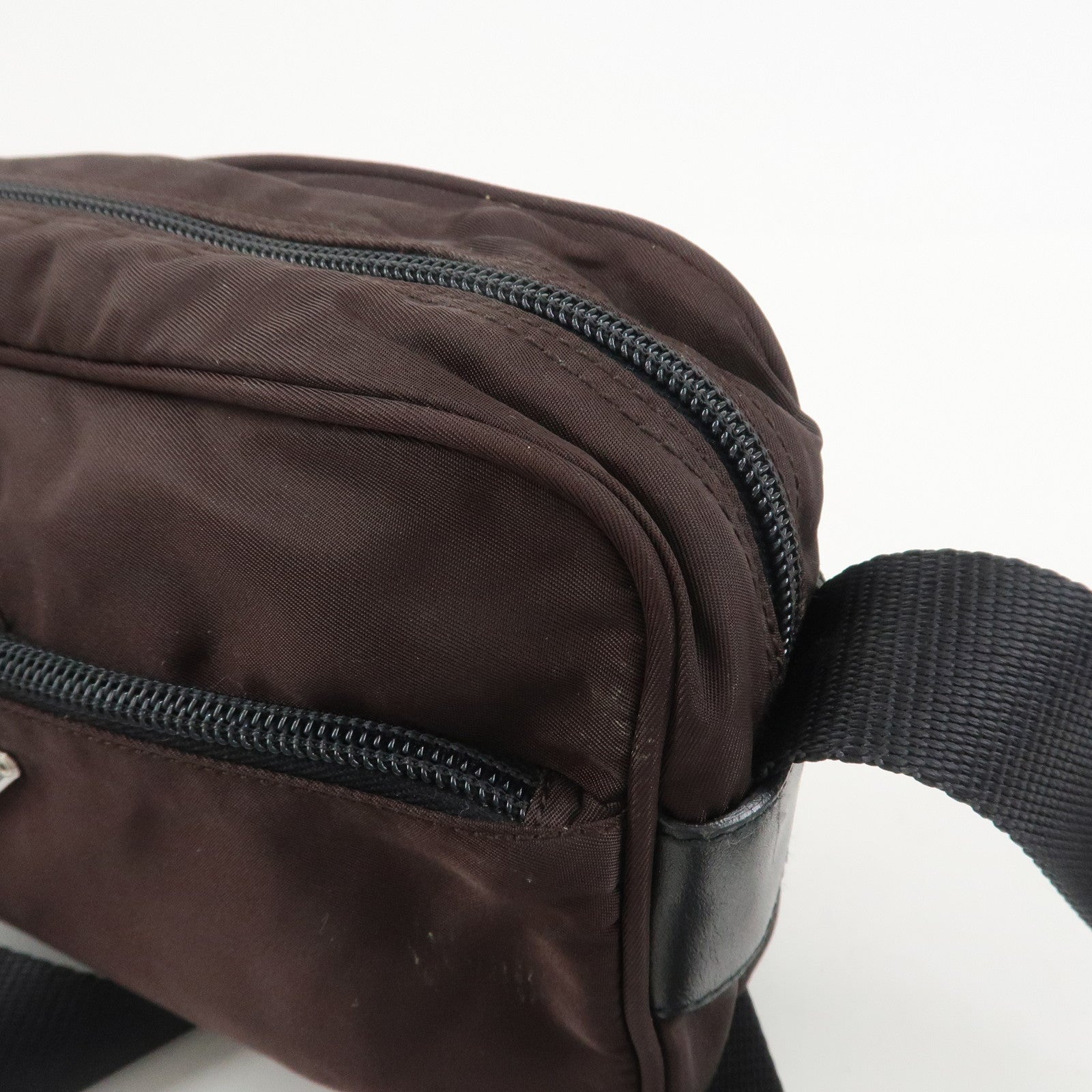 PRADA Triangle Logo Nylon Shoulder Crossbody Bag Brown BT0167
