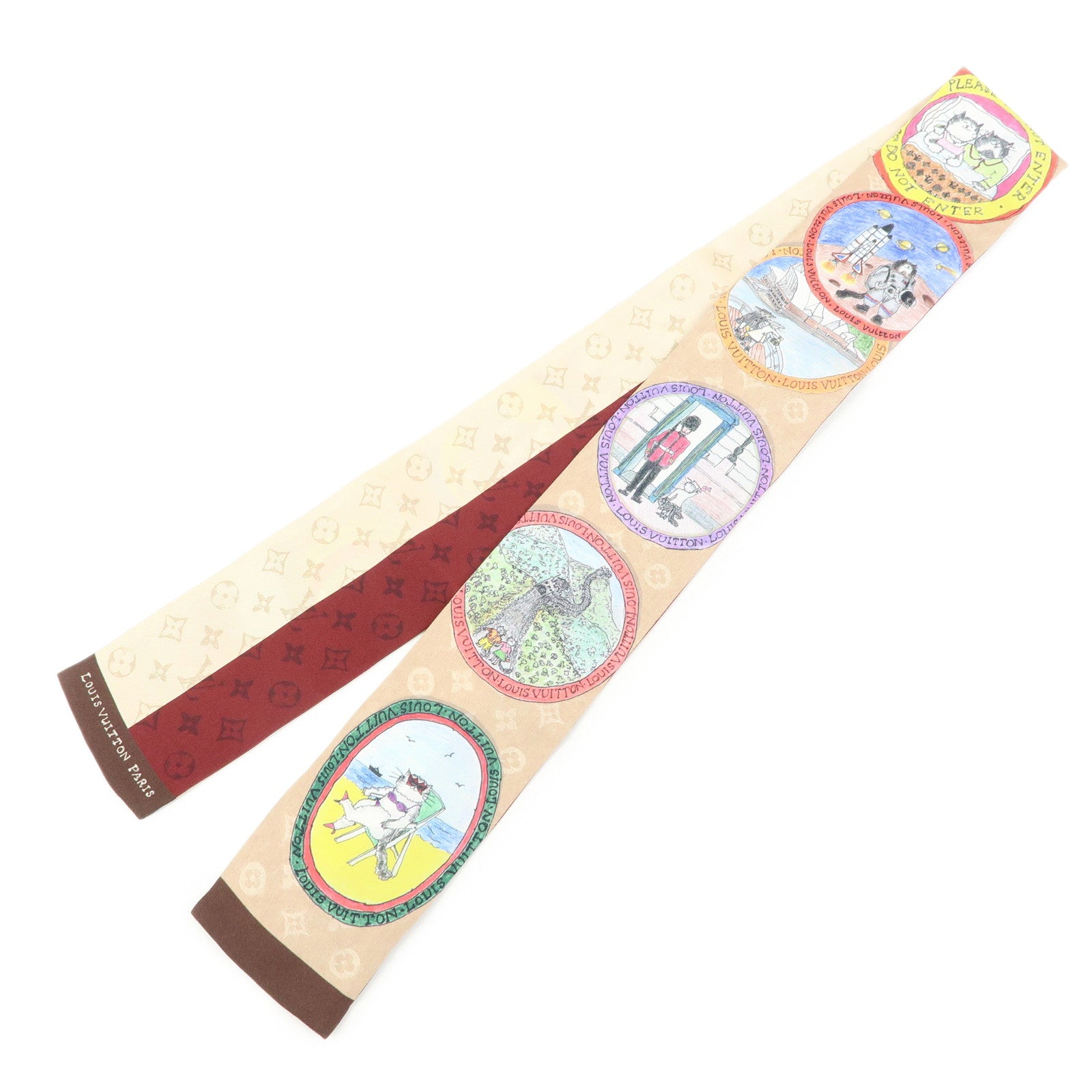 Louis Vuitton Monogram Silk 100% Scarf Bandeau My LV Trunk M96690