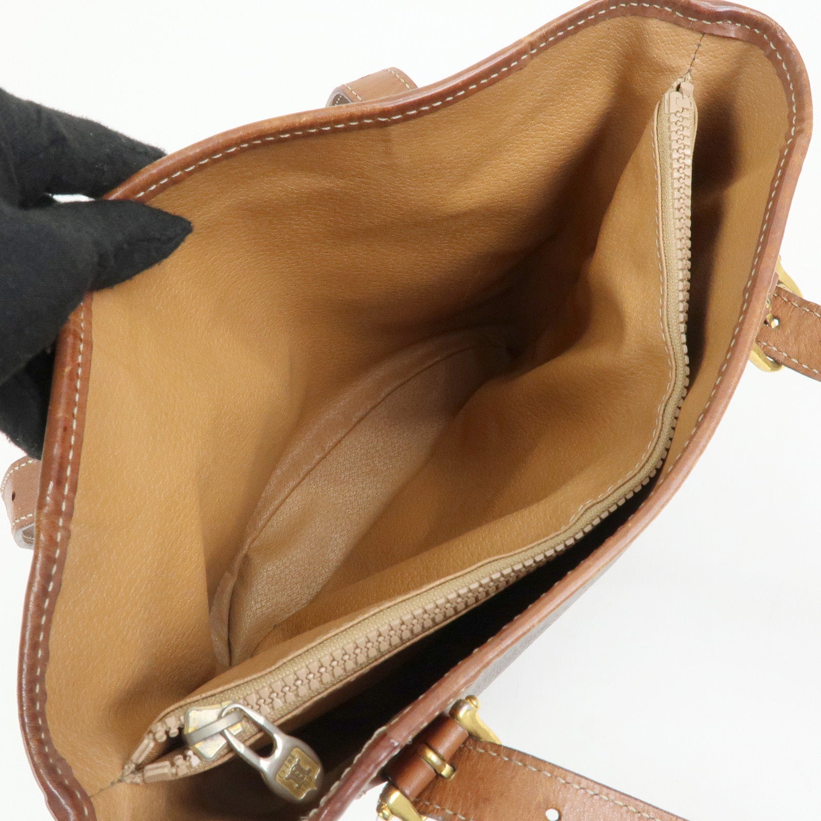 CELINE Macadam PVC leather Tote Bag Hand Bag Shoulder Bag Brown