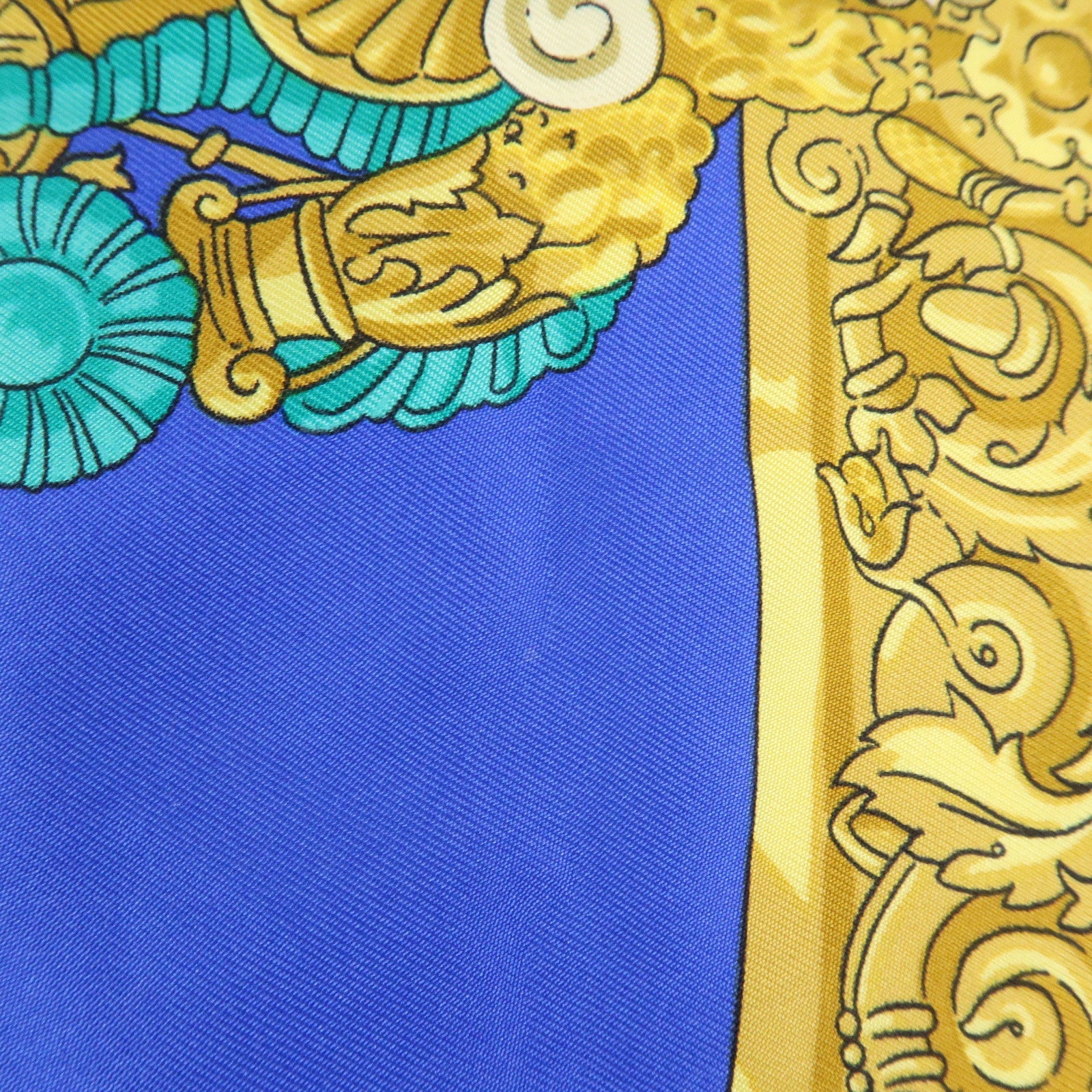 HERMES Carre 90 Silk 100% Scarf HOMMAGE A CHARLES GARNIER Blue