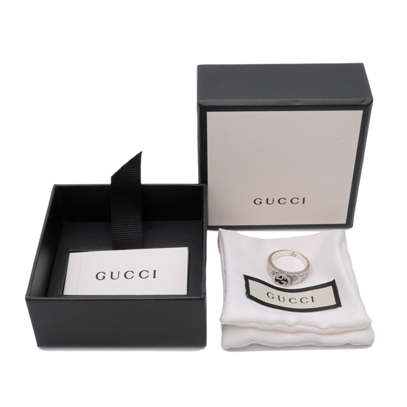GUCCI Interlocking G Arabesque Ring SV925 Silver #17 US8 EU57