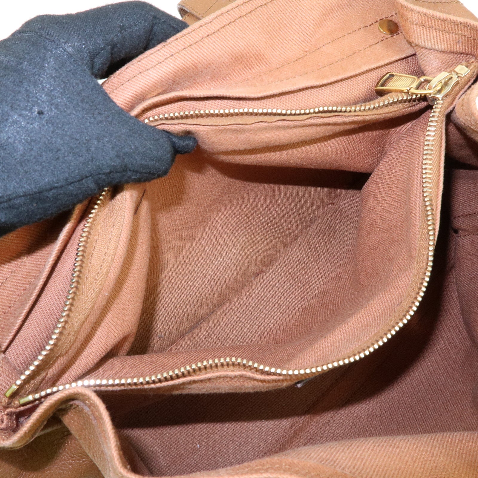 SAINT LAURENT PARIS Muse Two Leather Canvas Hand Bag Brown 229680