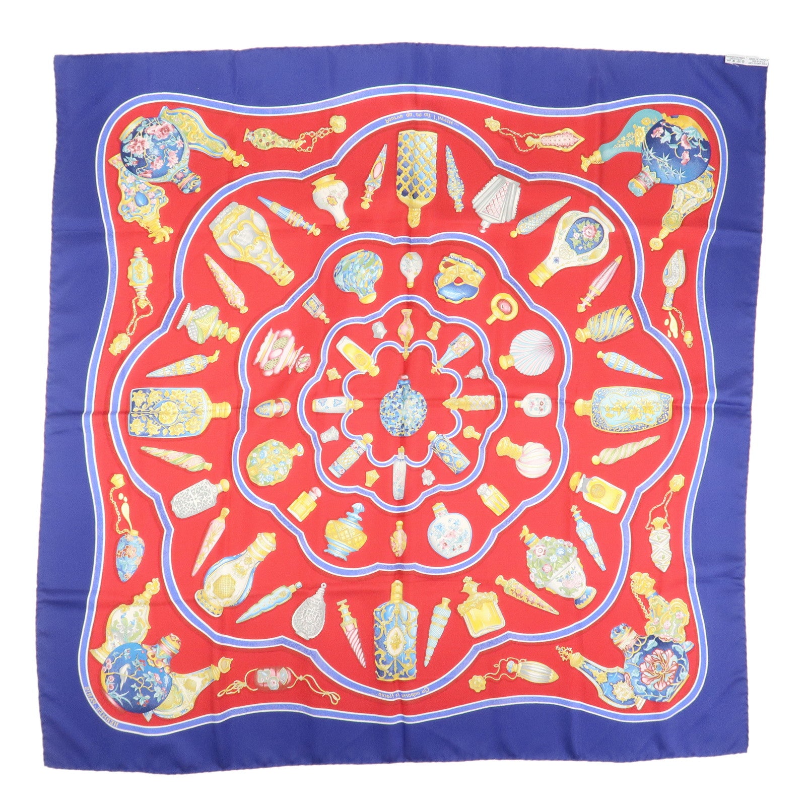 HERMES Carre 90 Silk 100% Scarf Pourvu qu'on ait l'ivresse Navy Red