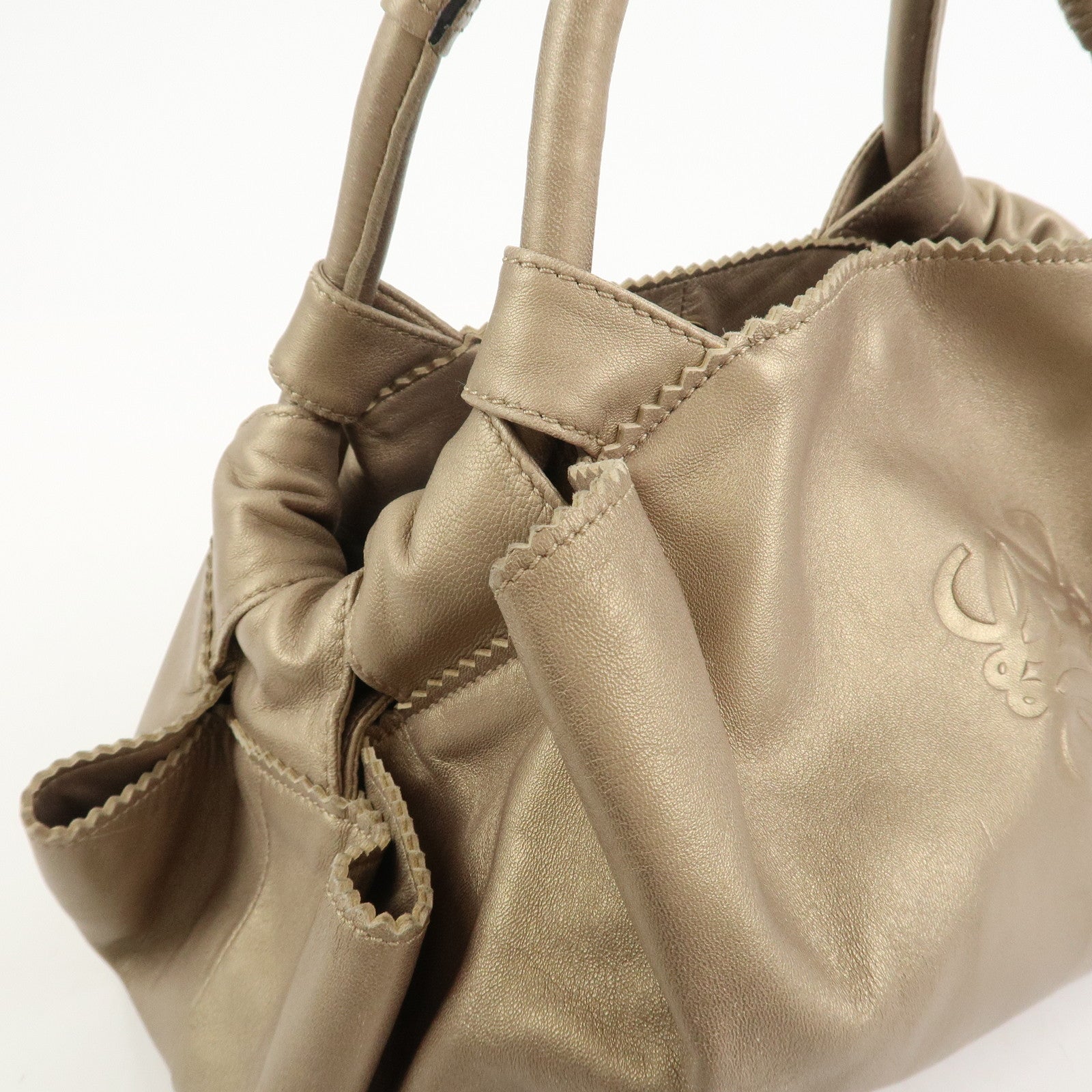 LOEWE Anagram Nappa Aire Leather Hand Bag Shoulder Bag Gold