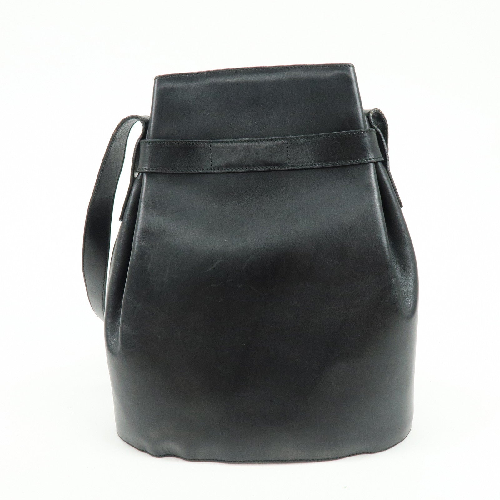 Ferragamo Gancini Leather Shoulder Bag Hand Bag Black