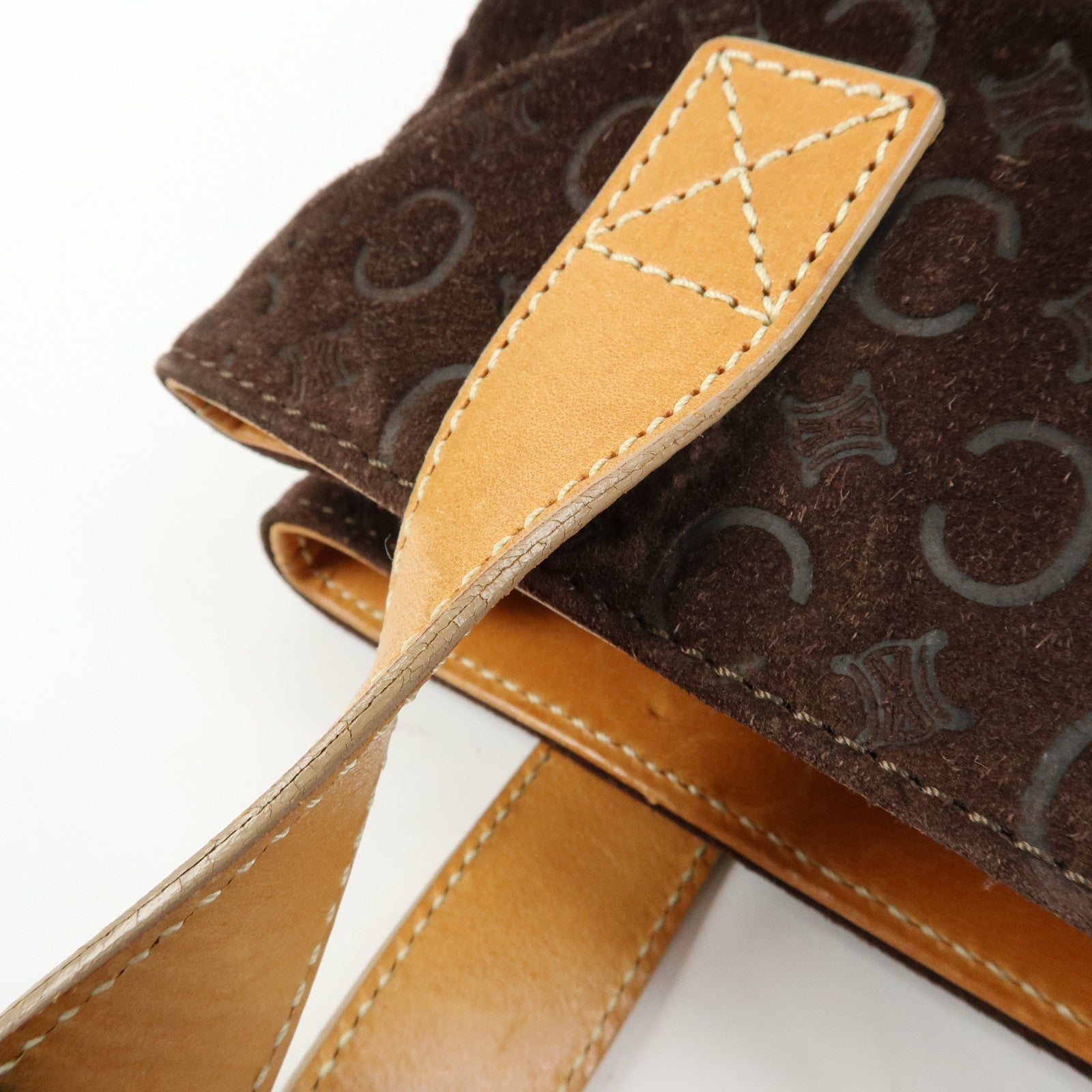 バッグ CELINE C MACADAM SUEDE LEATHER HAND BAG CELINE C Macadam Suede Leather Hand Bag Dark Brown