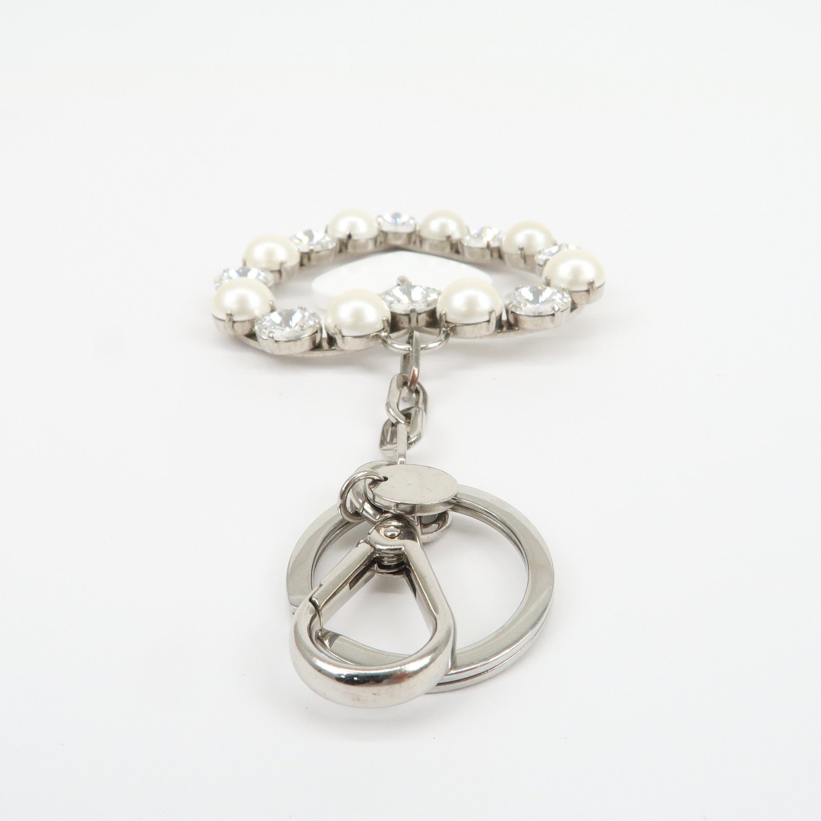 MIU MIU Metal Rhinestone Imitation Pear Heart Bag Charm Key Chain