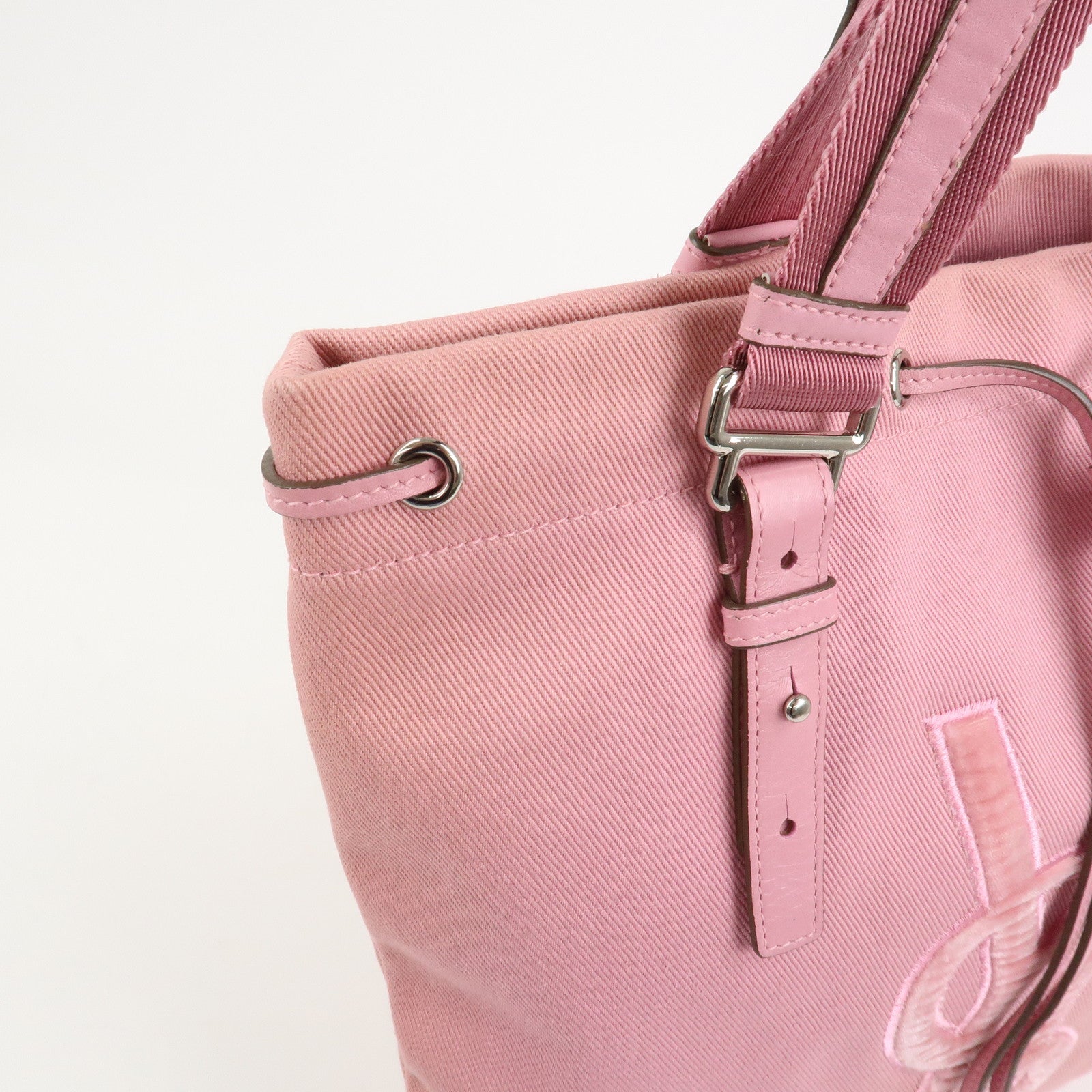 SAINT LAURENT Canvas Leather Kahara Tote Shoulder Bag Pink 121631