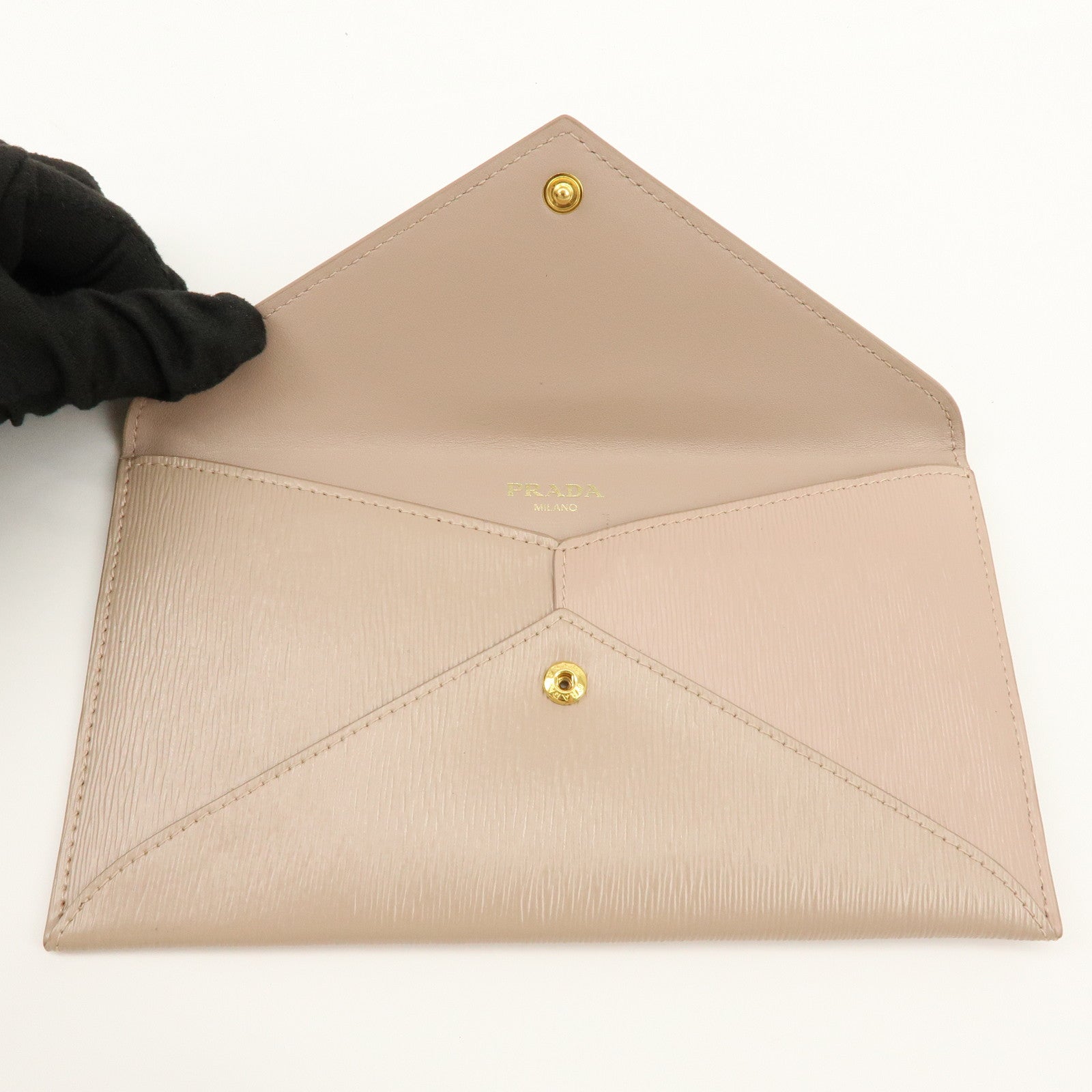 PRADA Envelope Vitello Move Leather Long Wallet Beige 1MF175