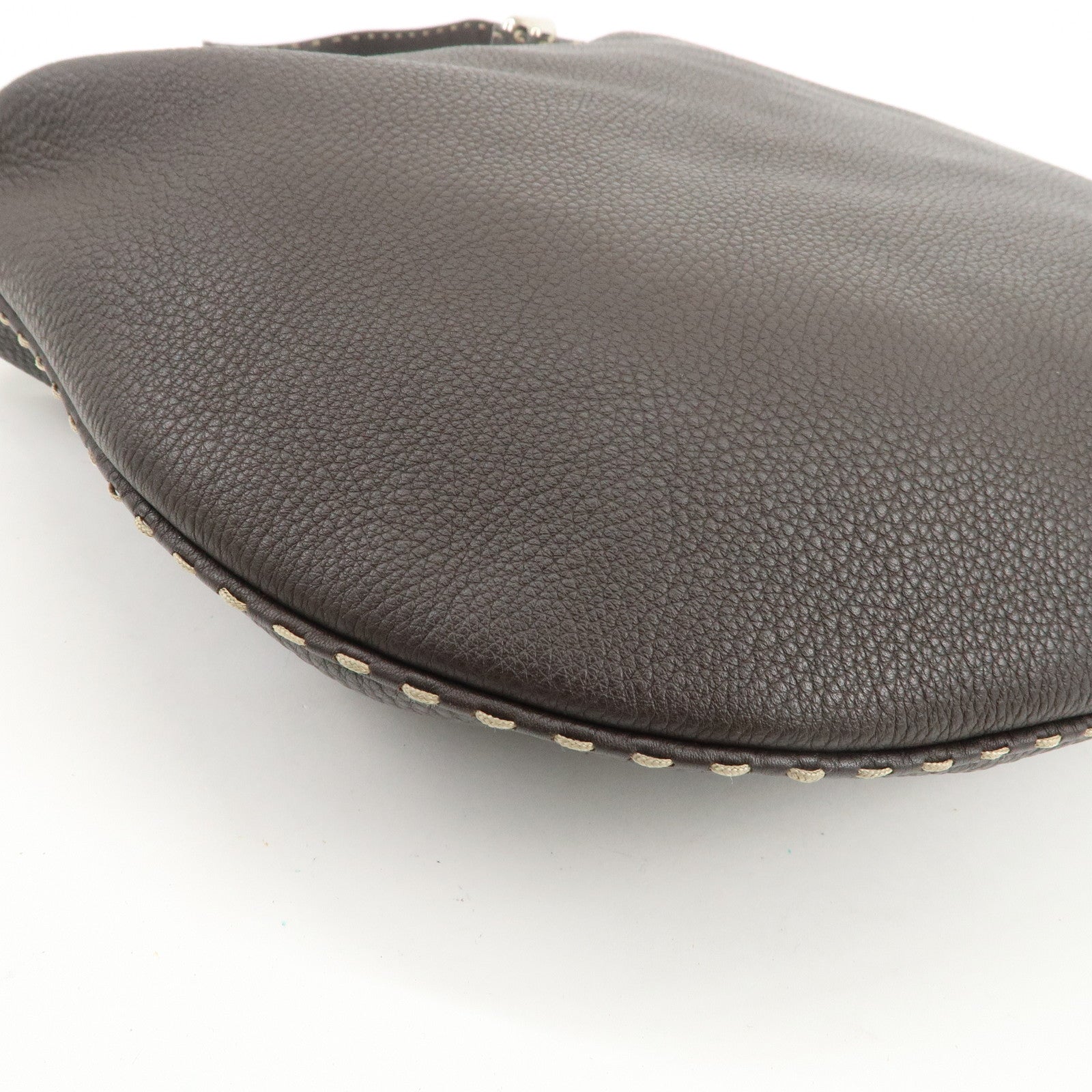 FENDI Selleria Leather Shoulder Bag Hand Bag Brown