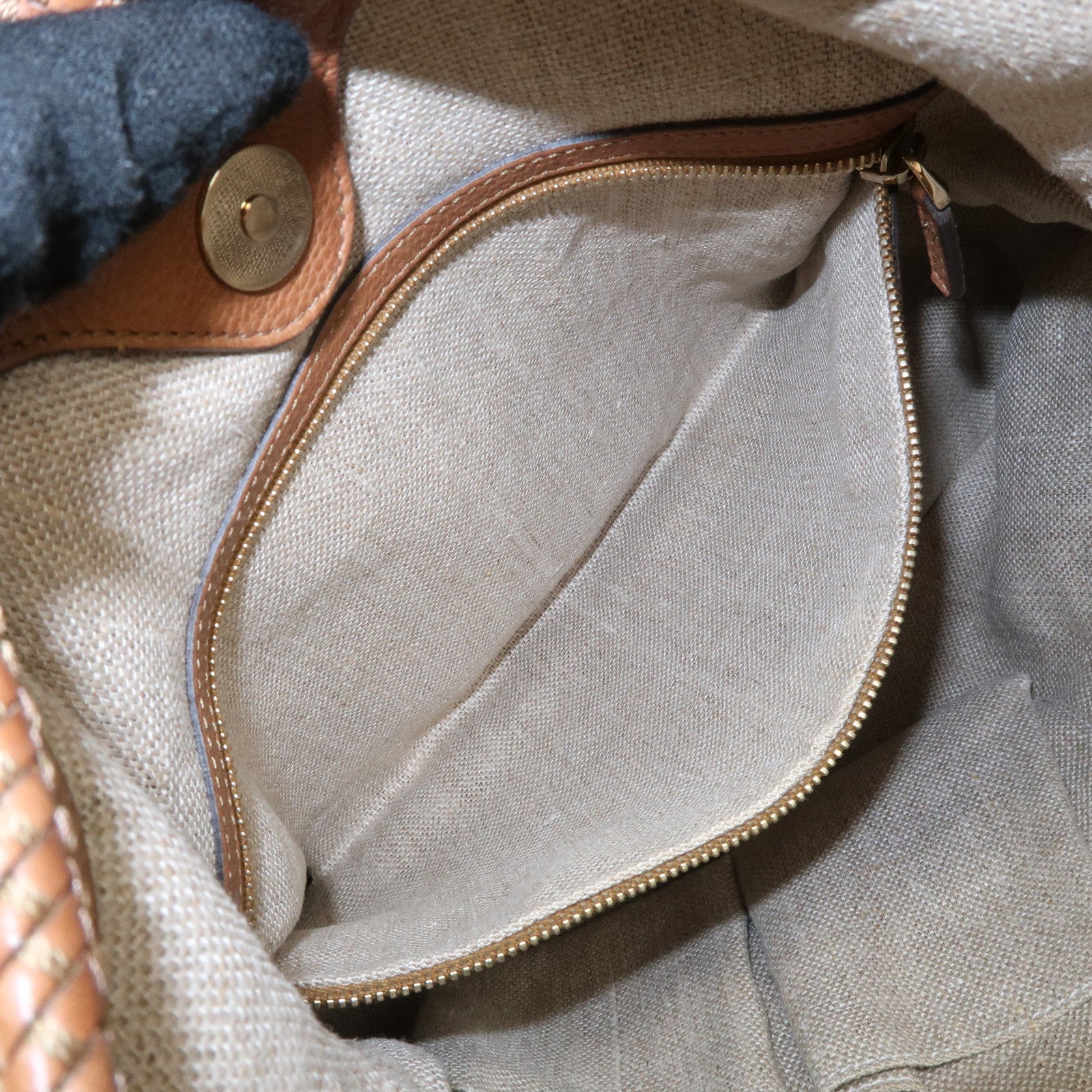 GUCCI Marrakech GG Canvas Leather Shoulder Bag Beige Brown 257026 Used