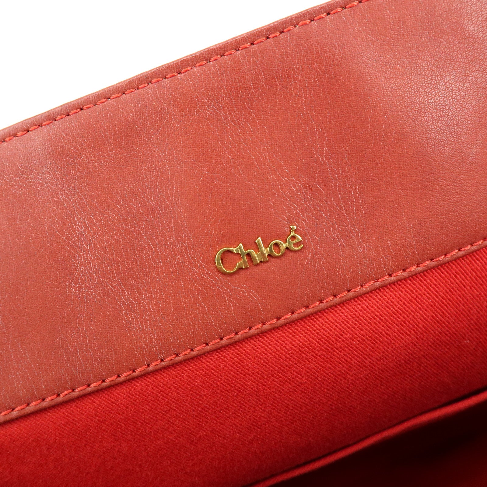 Chloe Eden Leather Shoulder Bag Hand Bag Tote Bag Red