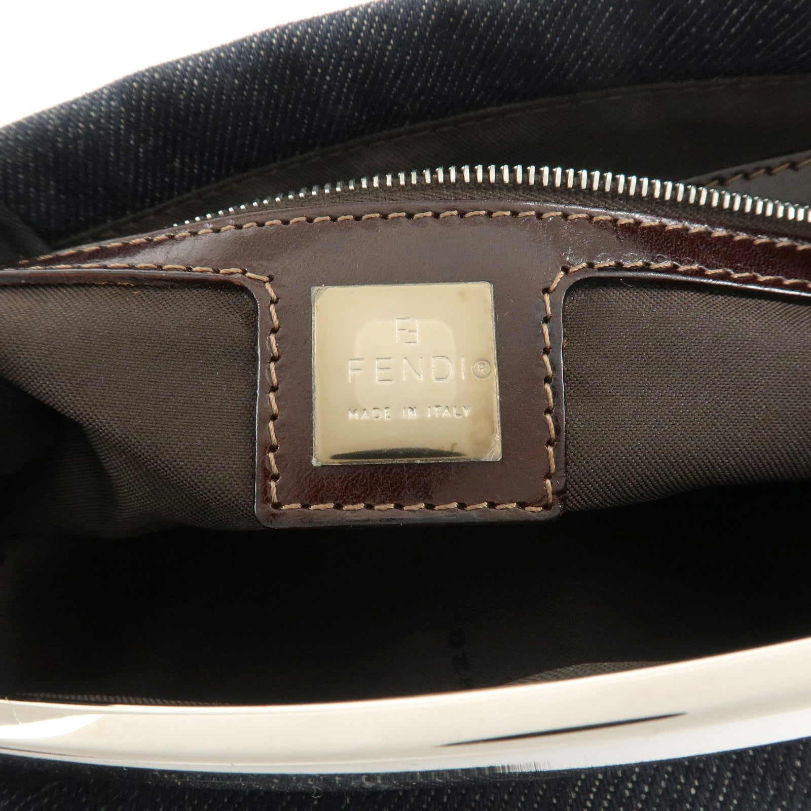 FENDI Denim Shoulder Bag Hand Bag Navy 26736