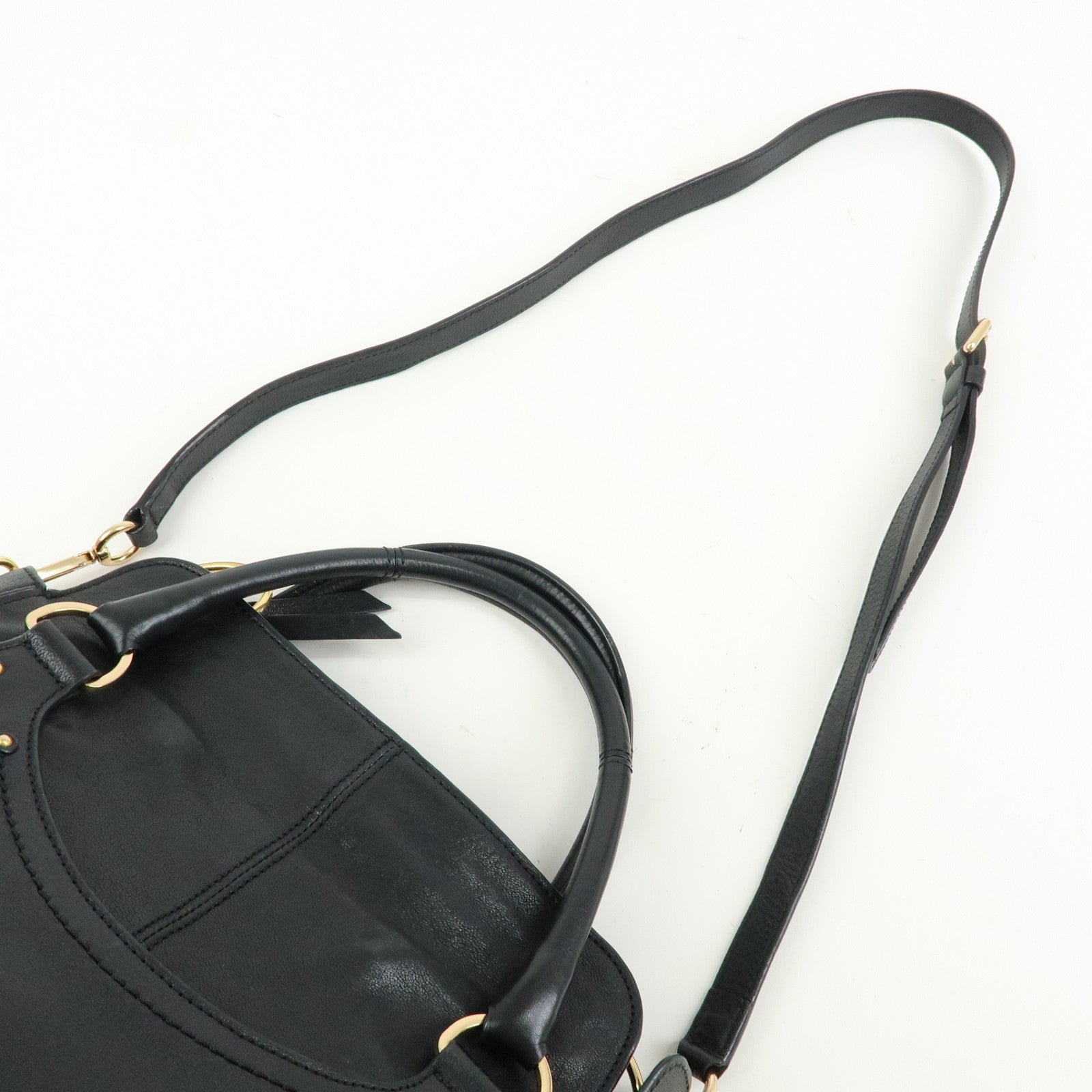Chloe See by Cloe Leather 2Way Bag Shoulder Bag Hand Bag Black