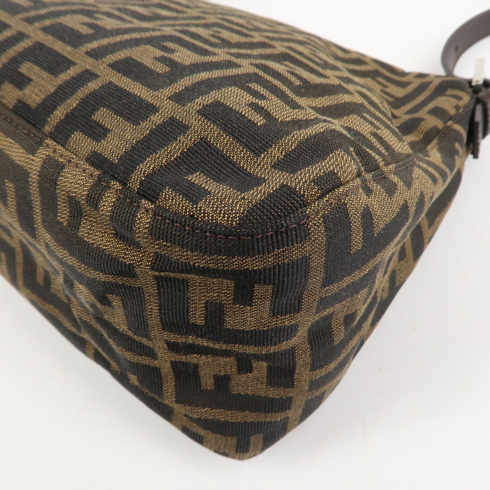 FENDI Zucca Mamma Baguette Canvas Shoulder Bag Brown Black 26325
