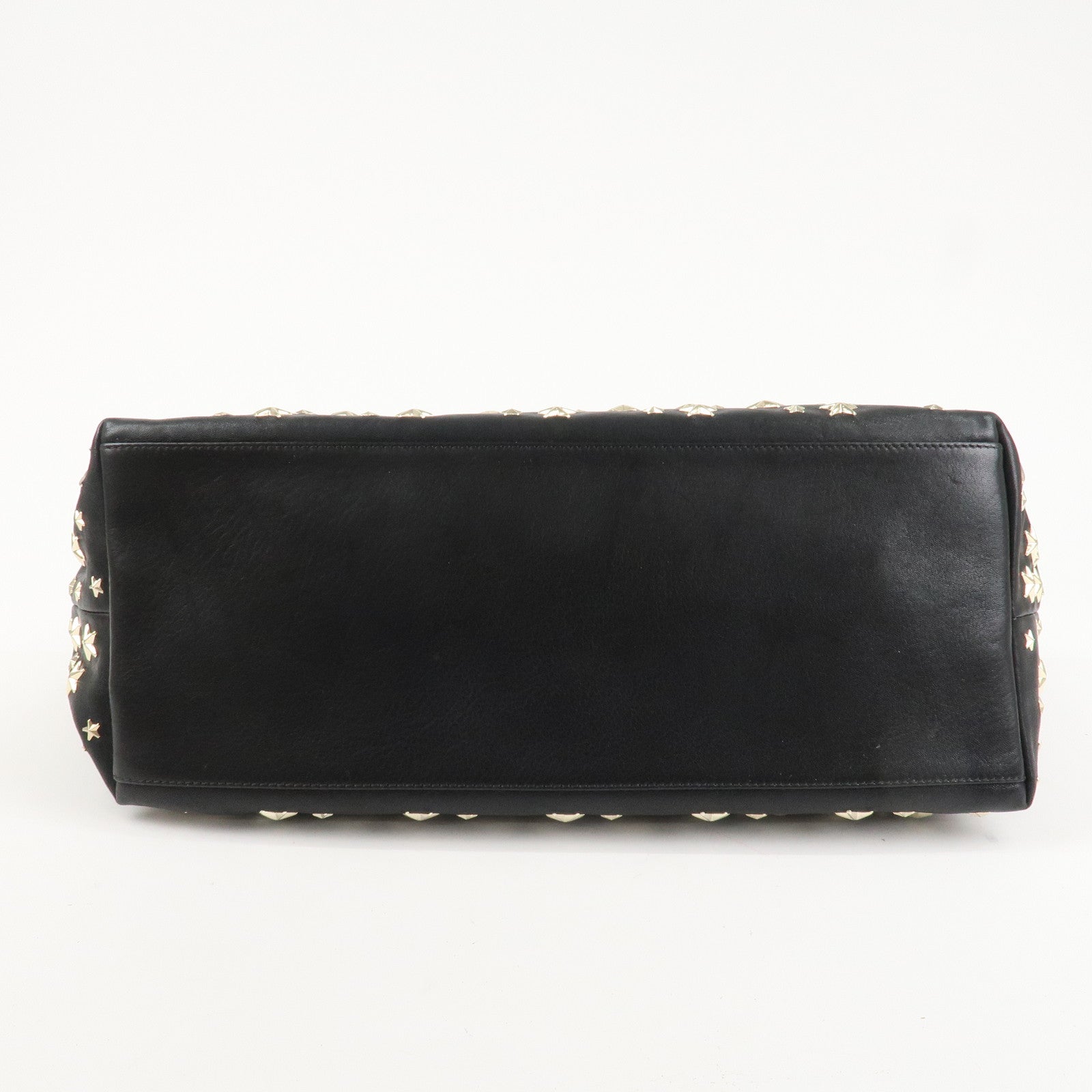 JIMMY CHOO Leather Star Studs Tote Bag Hand Bag Black Silver HDW Used