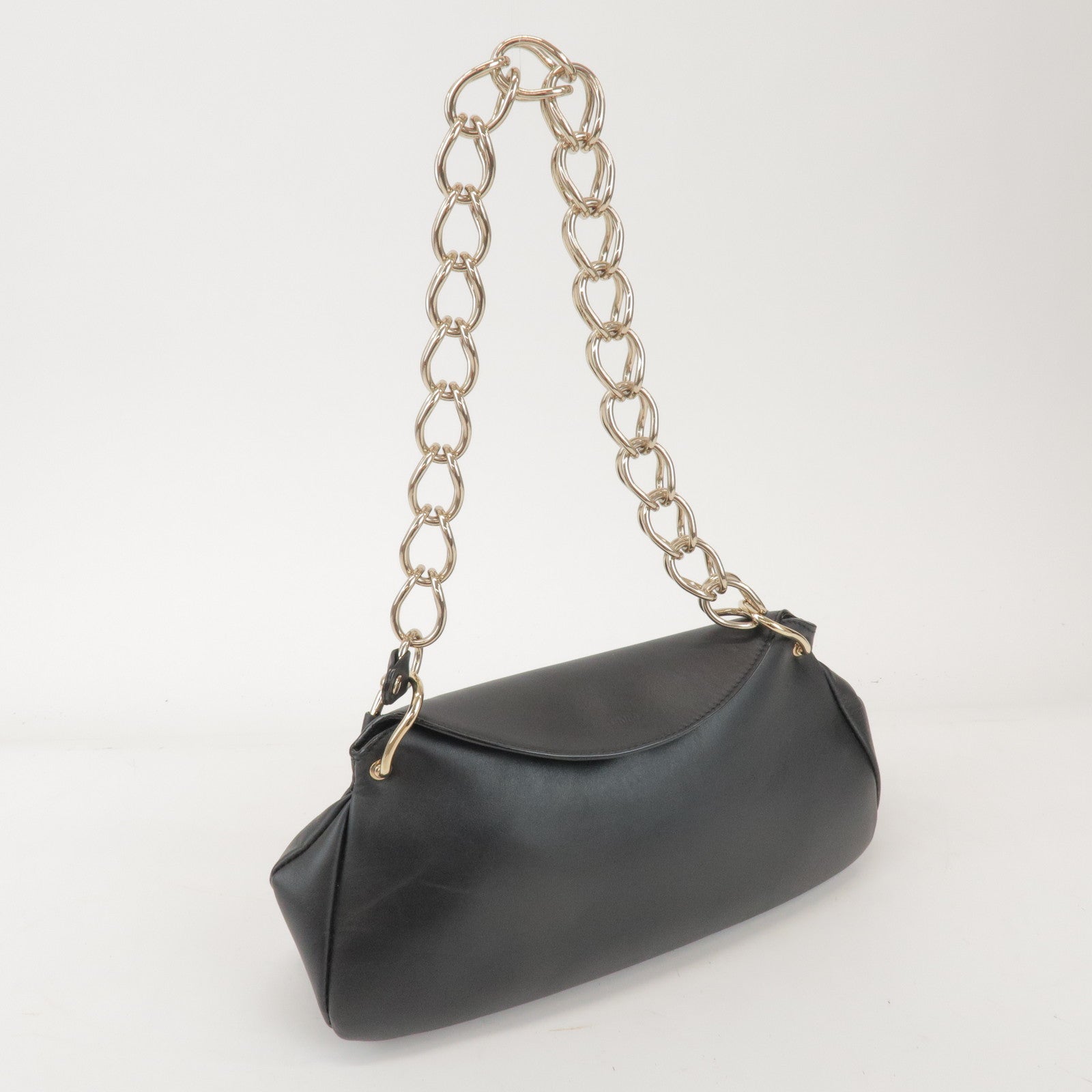 Chloe Juana Leather Chain Shoulder Bag Hand Bag Black
