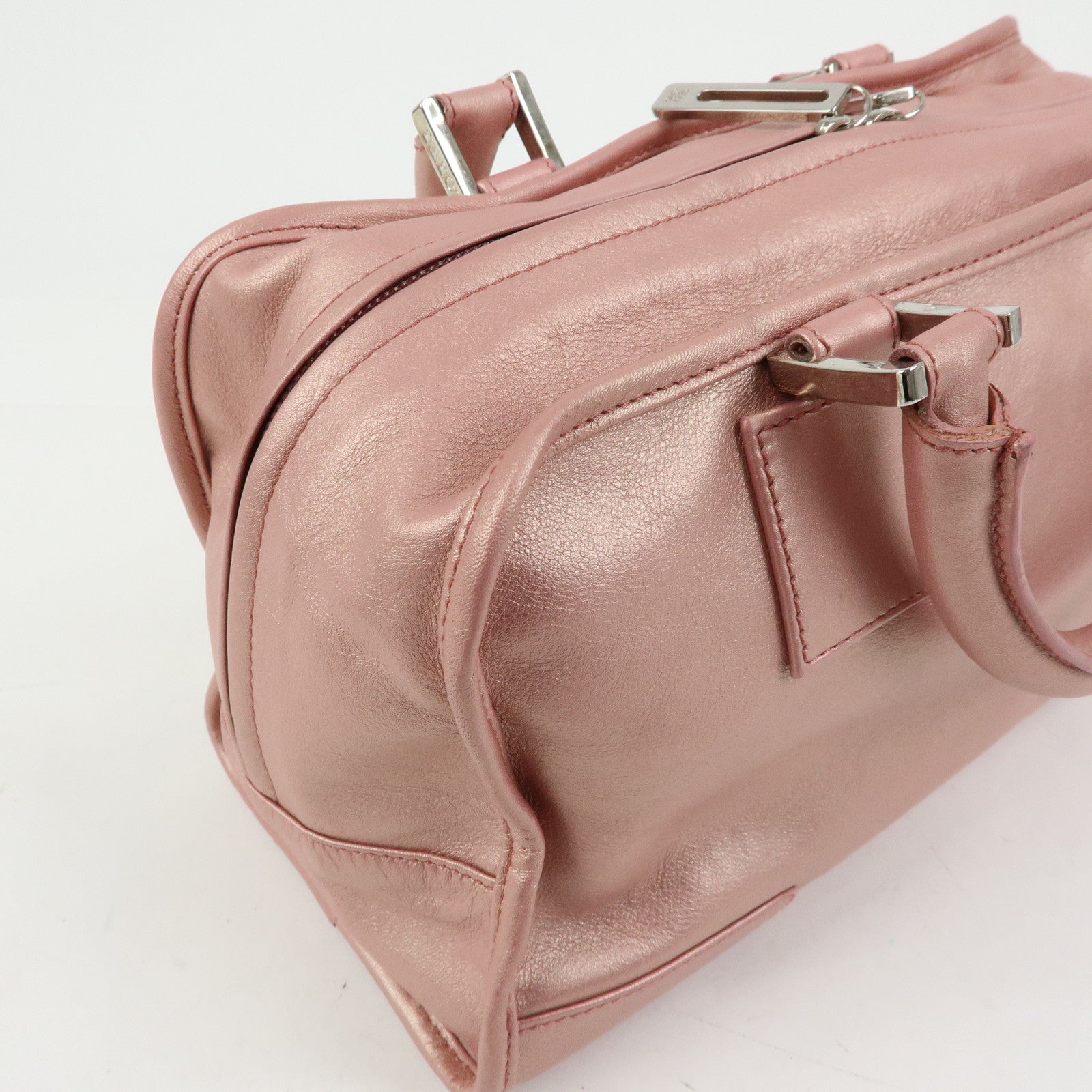 LOEWE Anagram Amazona 28 Leather Hand Bag Metallic Pink