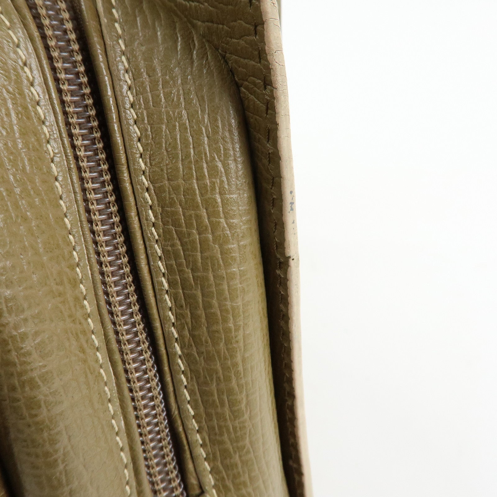 LOEWE Logo Leather Shoulder Bag Hand Bag Khaki