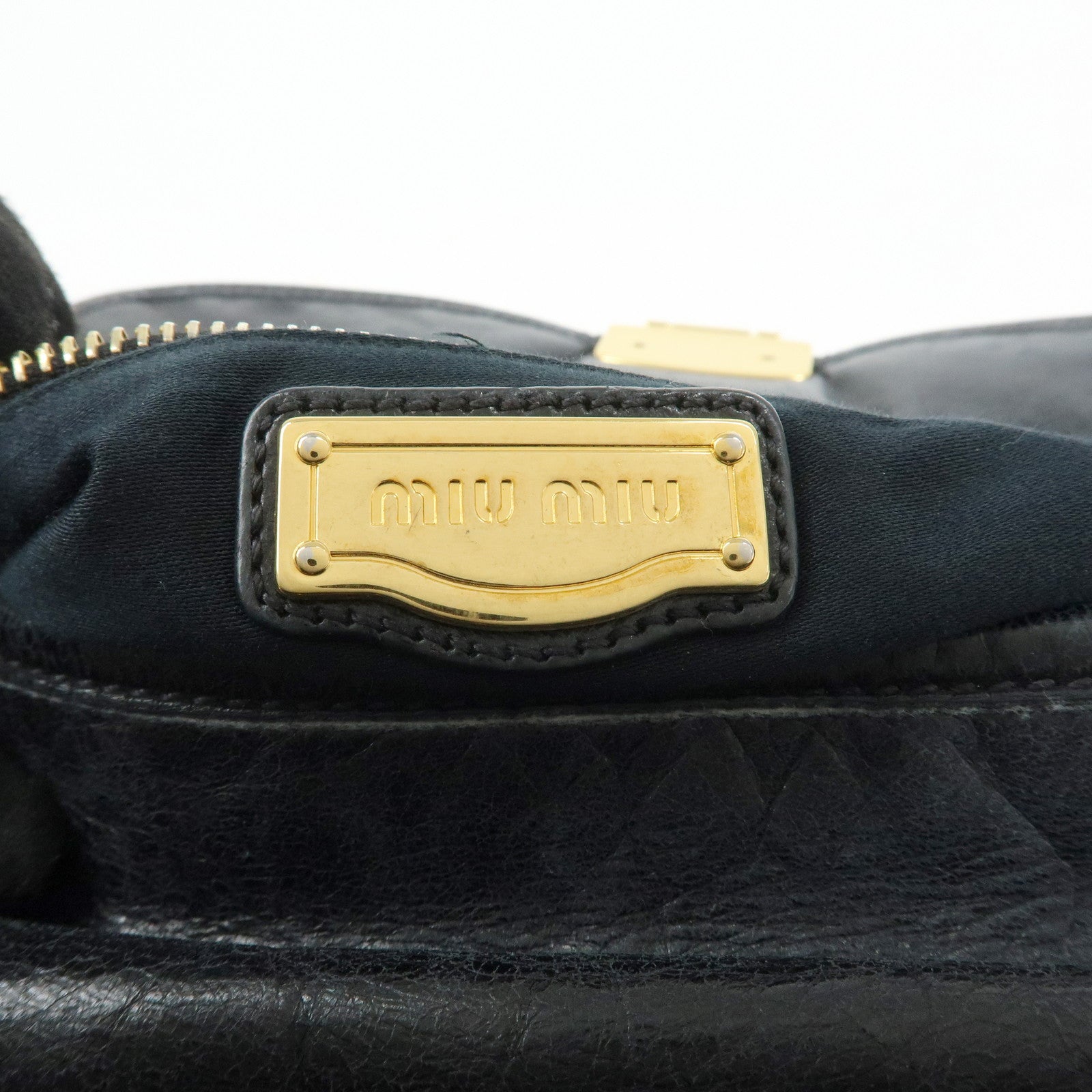 MIU MIU Matelasse Leather Hand Bag Shoulder Bag Black