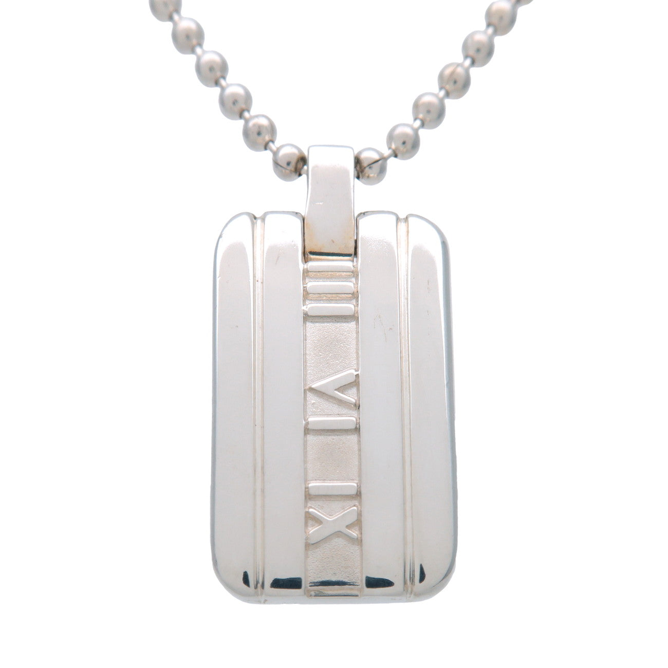 Tiffany & Co Atlas Plate Ball Chain Necklace SV925 Silver