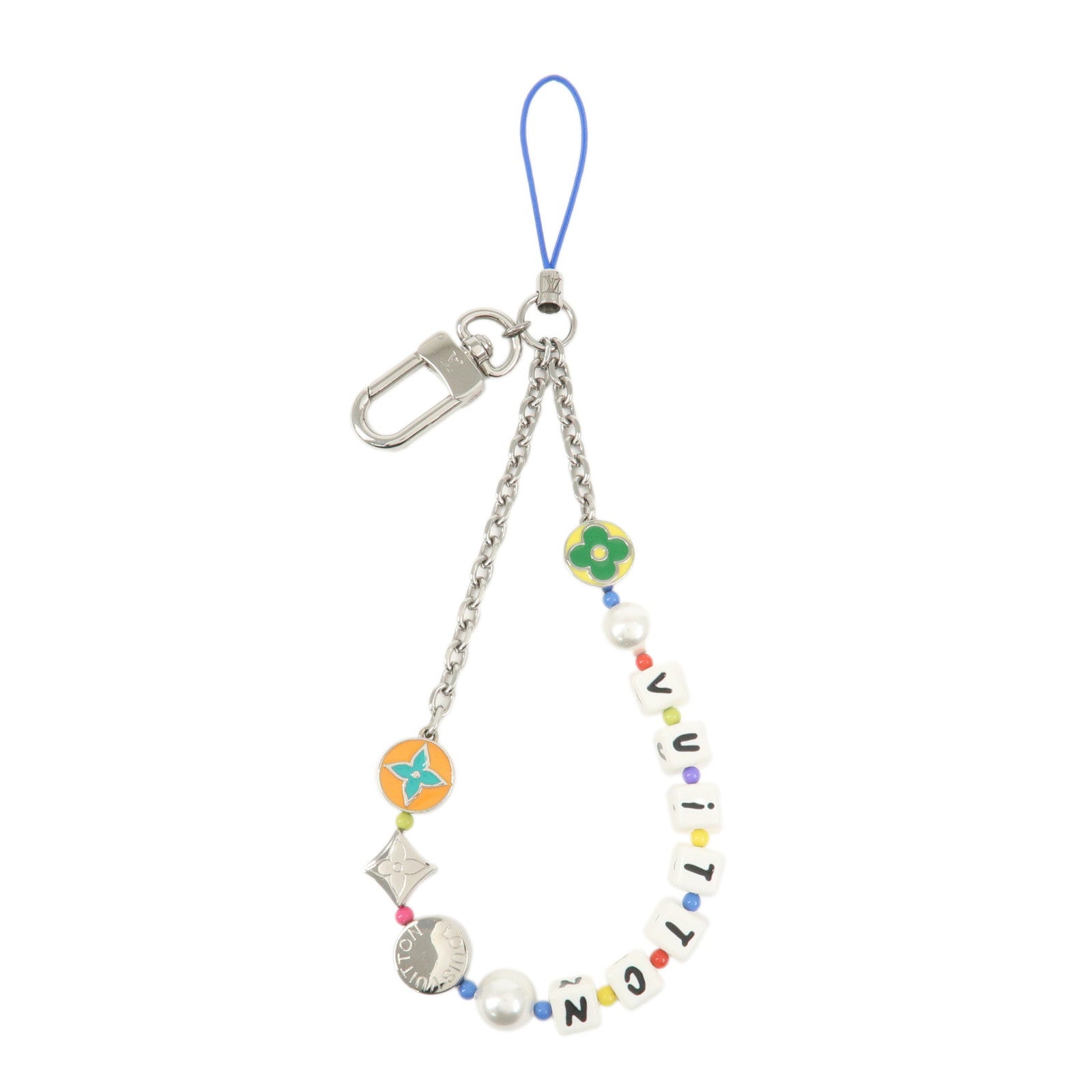 Louis Vuitton Monogram LV Fun Phone Strap Bag Charm Silver M01820