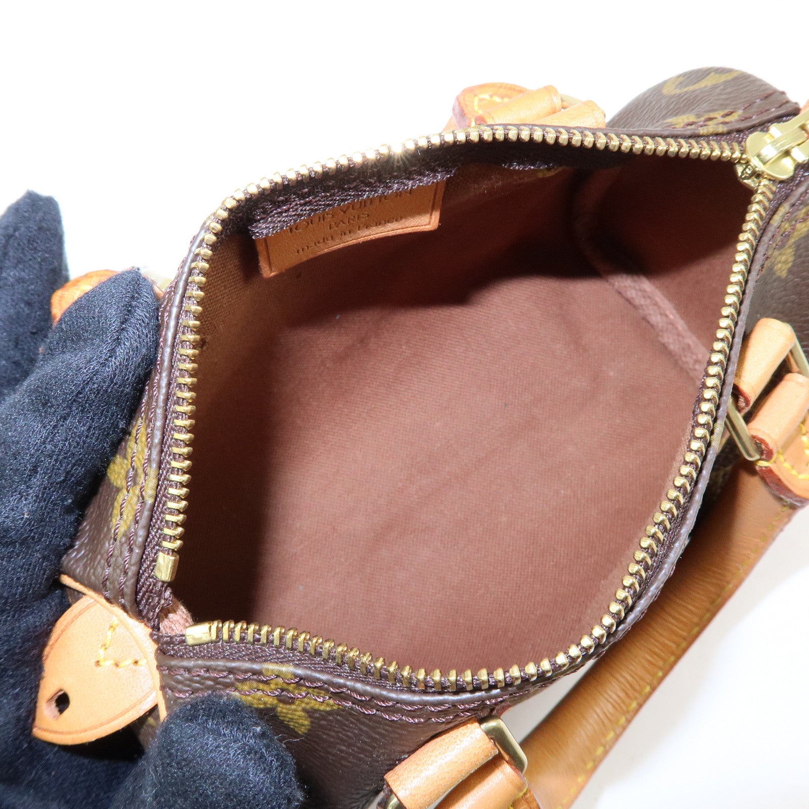 Louis Vuitton Monogram Mini Speedy Hand Bag & Strap Brown M41534