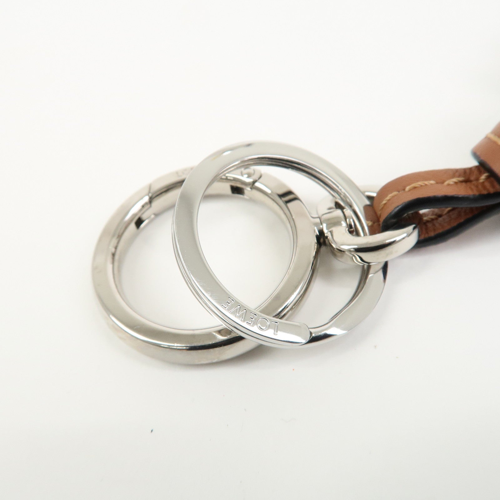 LOEW Anagram Leather Bag Charm Key Chain Yellow Black Brown