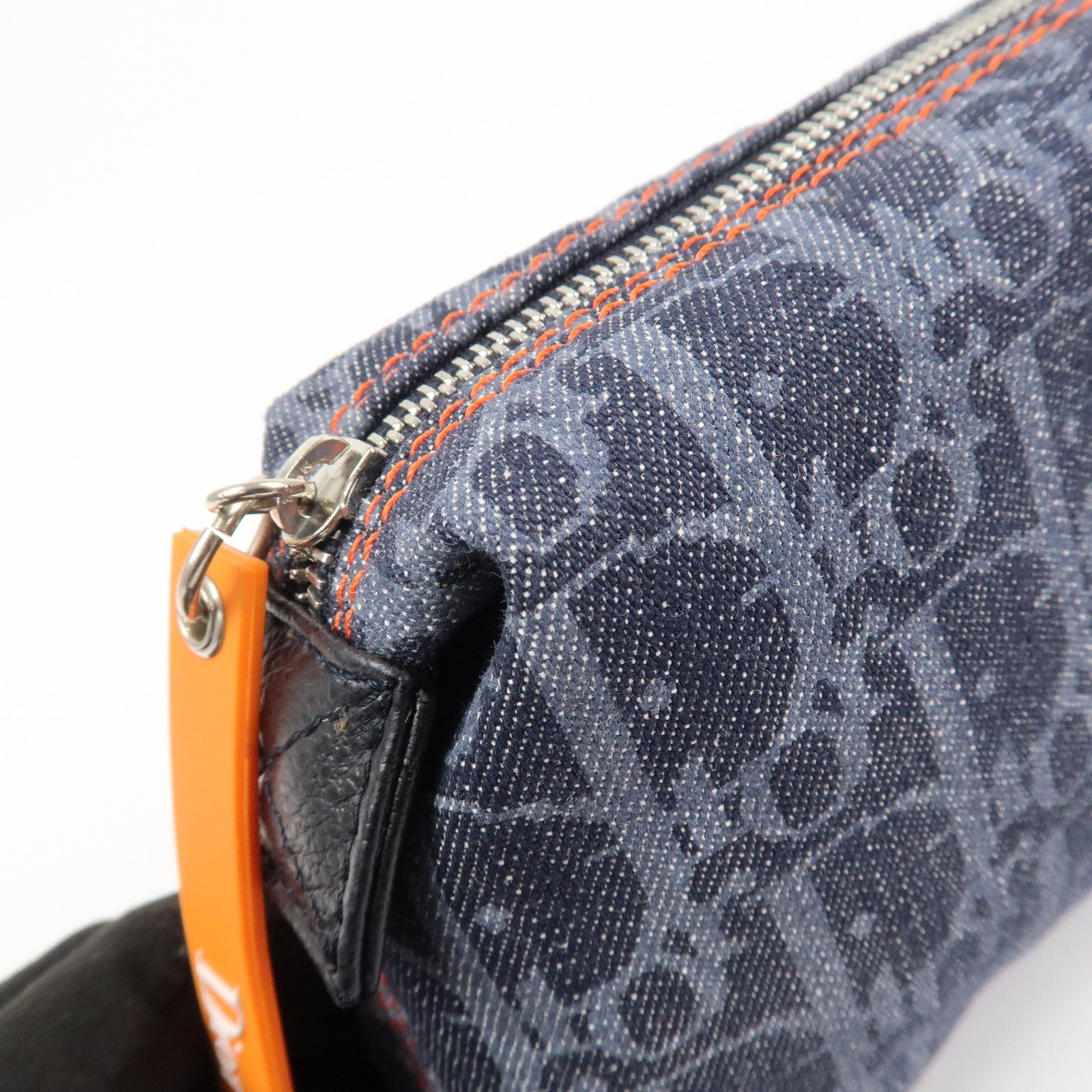Christian Dior Denim Cosmetic Pouch Indigo Blue Orange