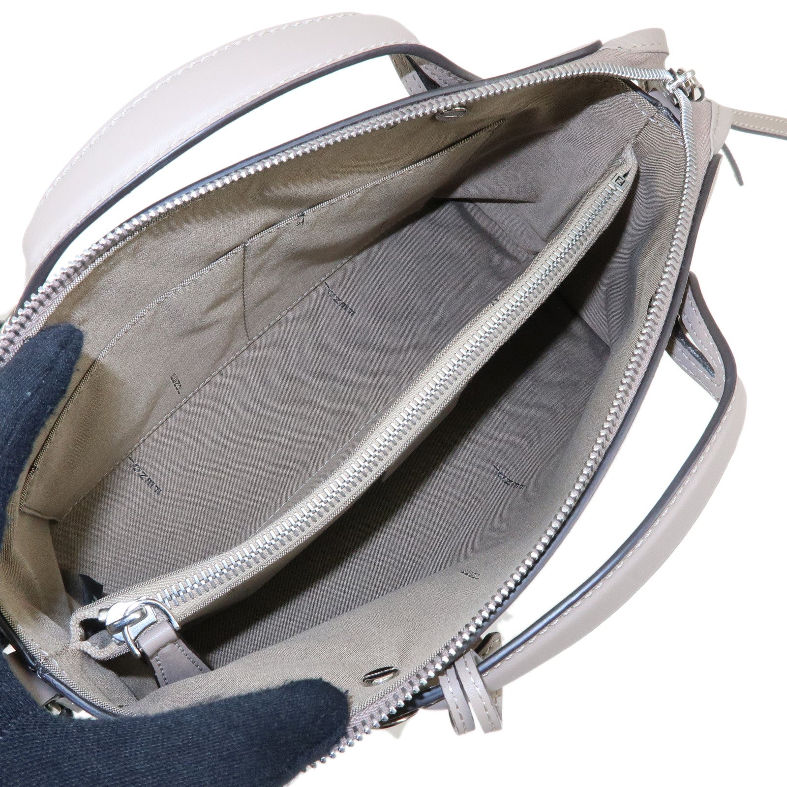 FENDI BY THE WAY Medium Leather 2Way Hand Bag Greige 8BL124