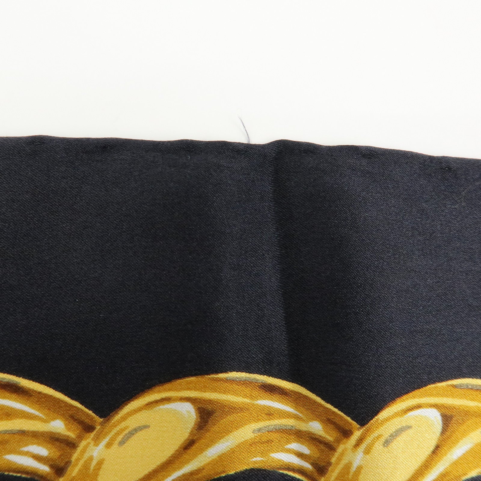 CHANEL COCO Mark Silk 100% Scarf Floral Motif Black Gold