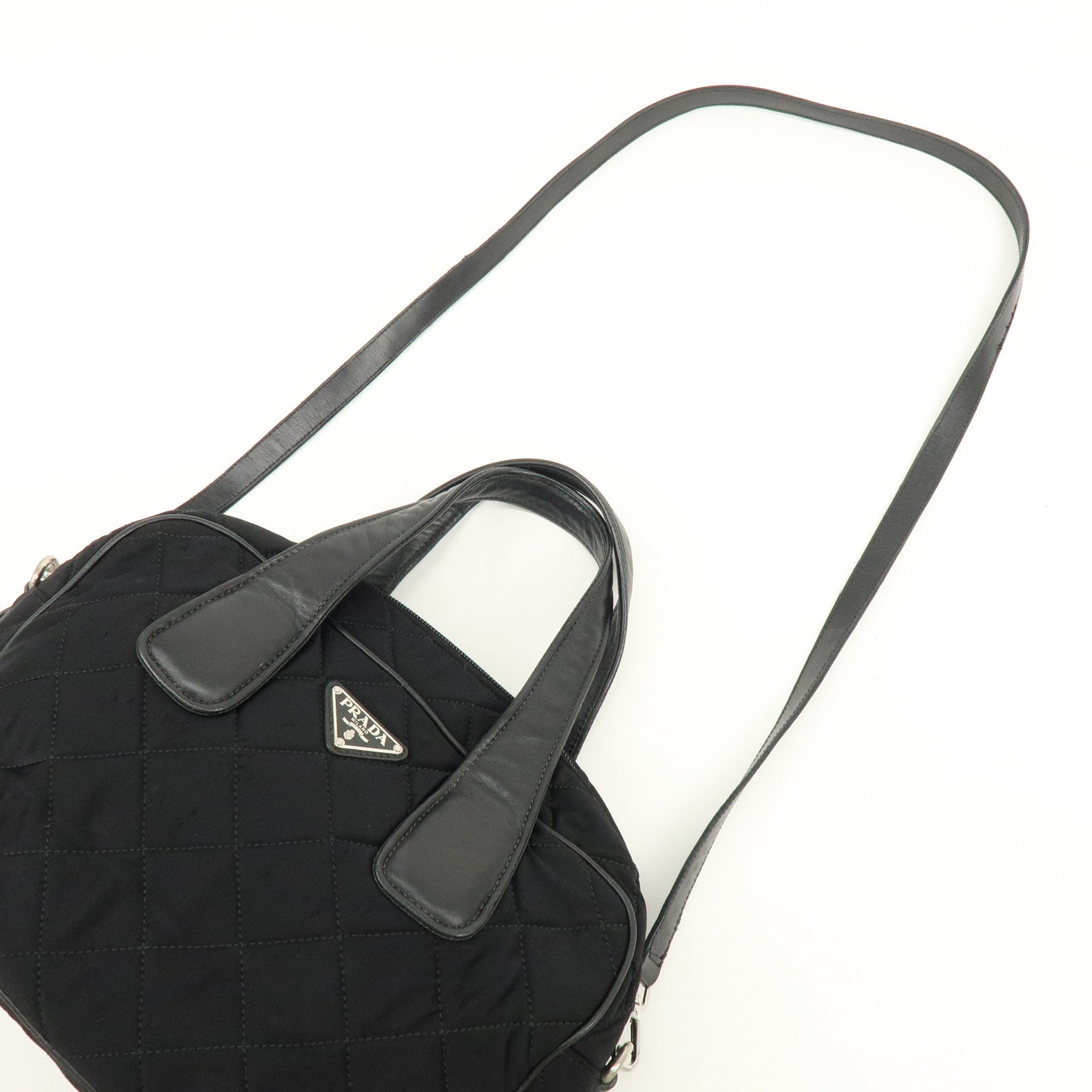 PRADA Tessuto Nylon Leather 2Way Bag Hand Bag Shoulder Bag Black
