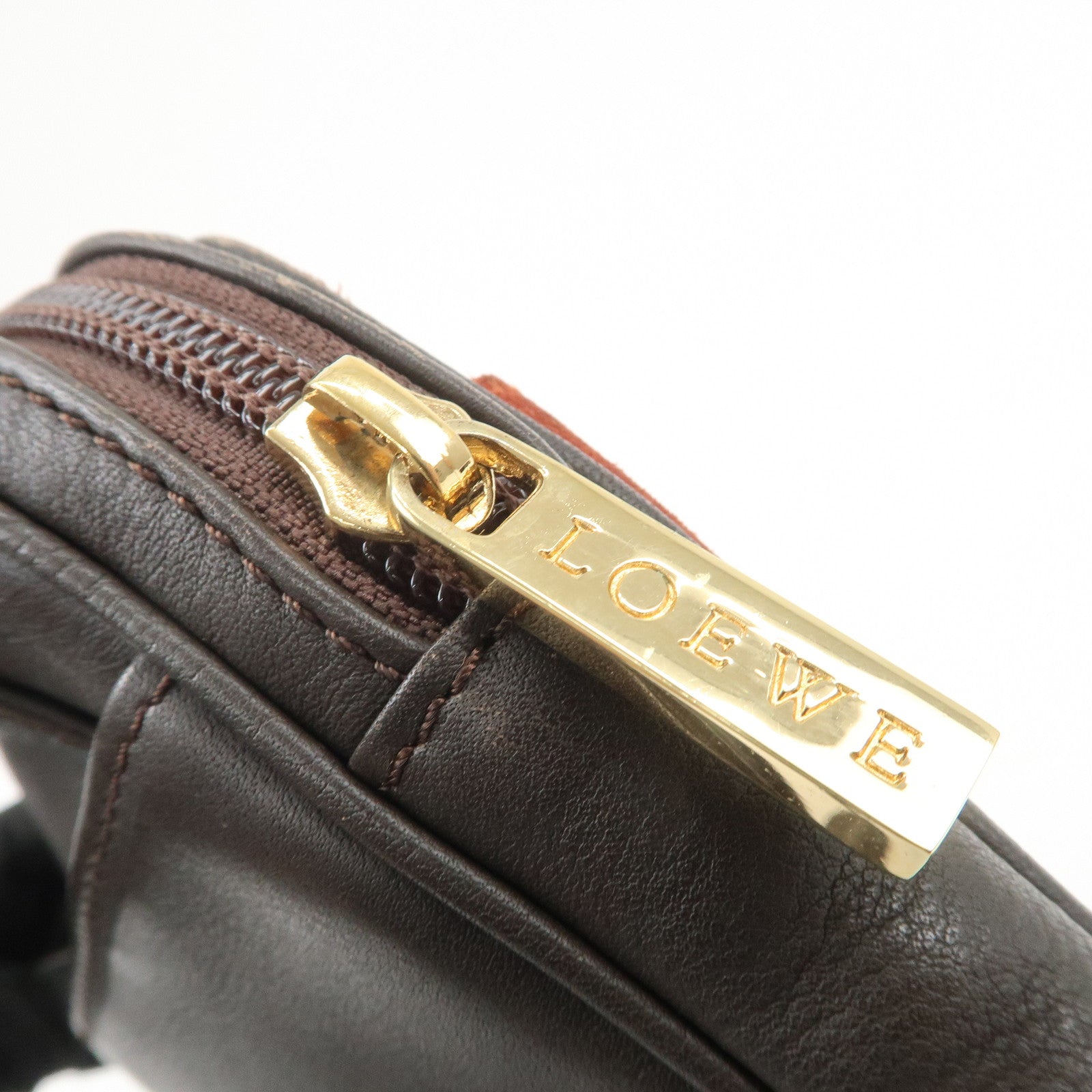 LOEWE Anagram Suede Leather Shoulder Bag Crossbody Bag Brown