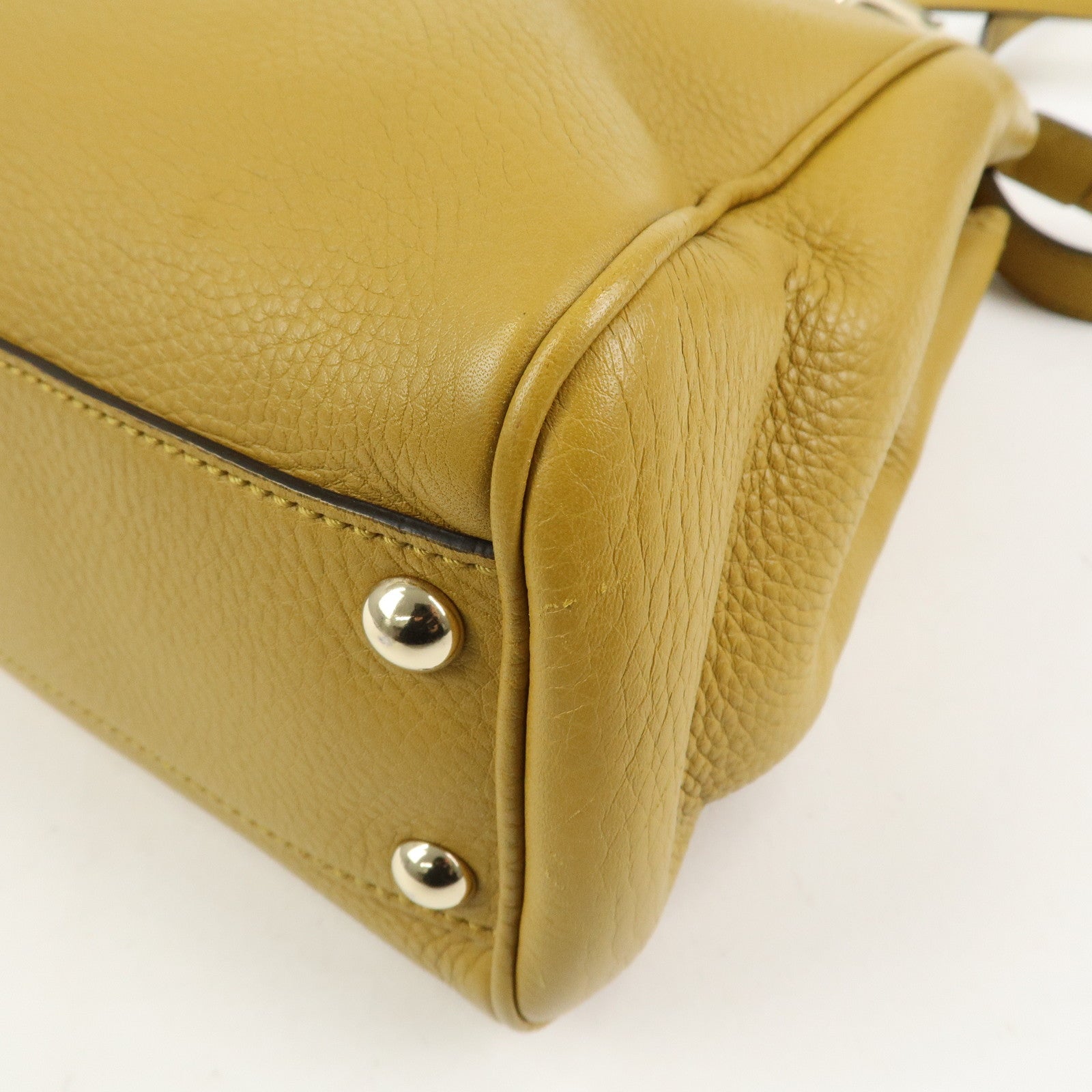 GUCCI Bamboo Leather 2Way Bag Tote Shoulder Bag Mustard 336032